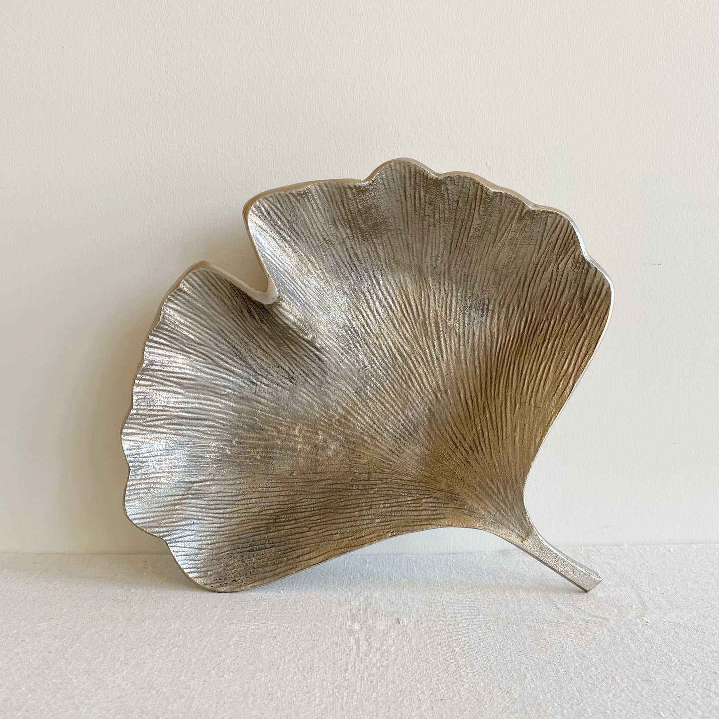 Oversized Metal Ginkgo Leaf Bowl