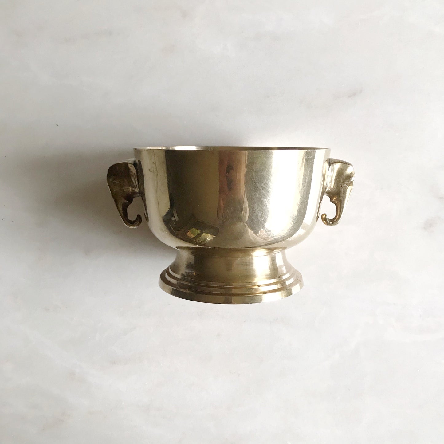 Vintage Footed Brass Bowl with Elephants