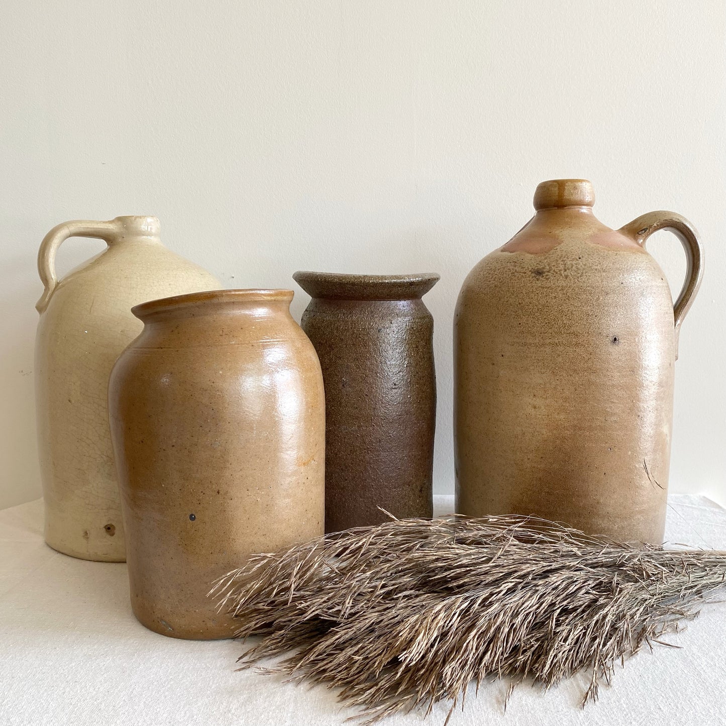 XL Vintage Textured Stoneware Vase, 11.25”