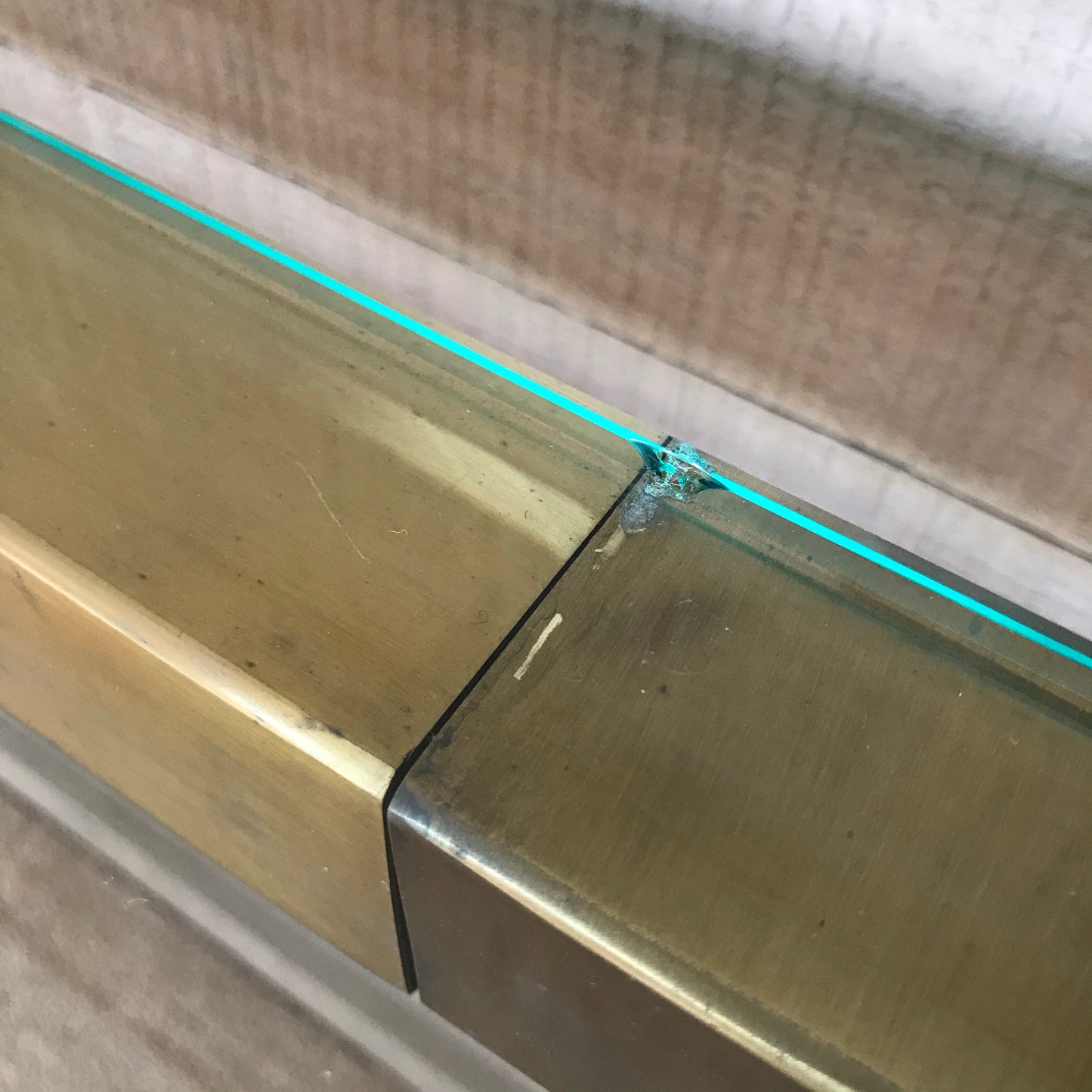 Vintage Gold + Glass Parsons Console Table