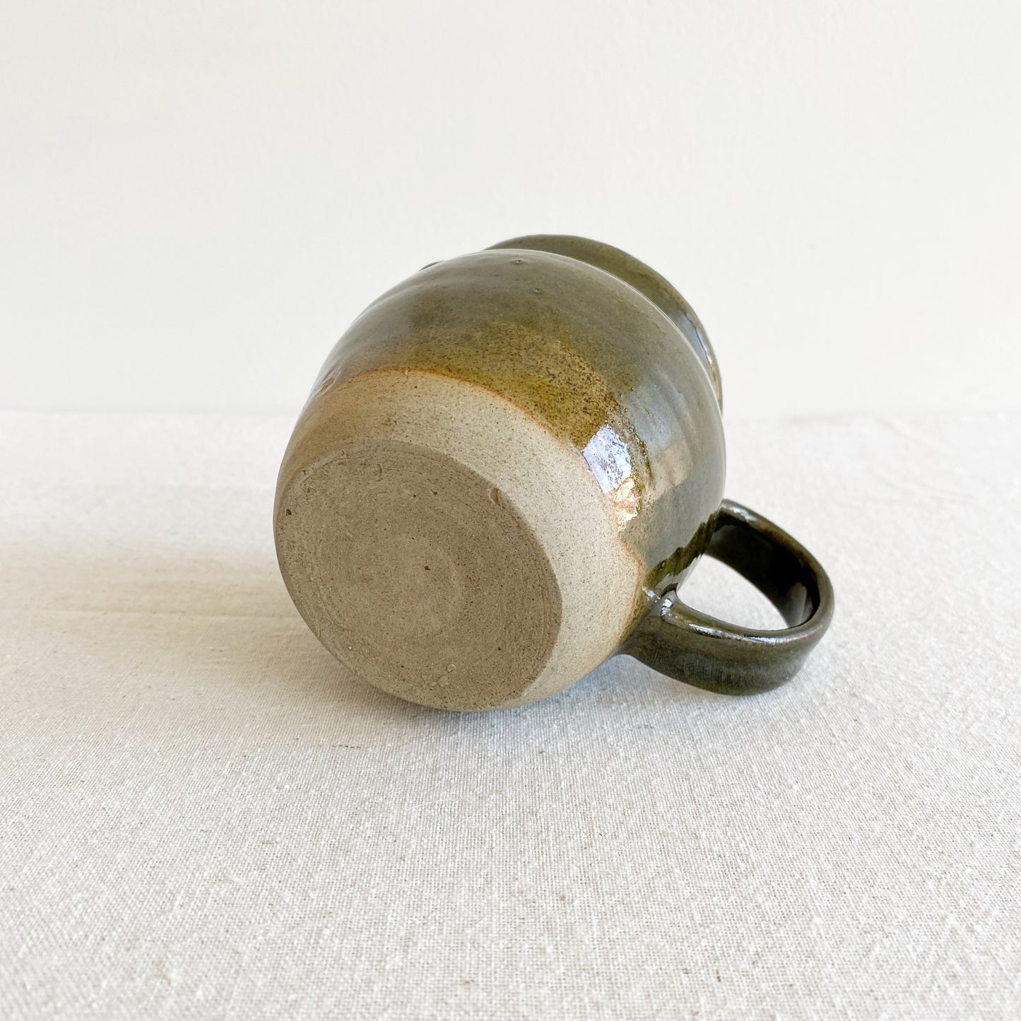 Vintage Green Pottery/Creamer with Handle