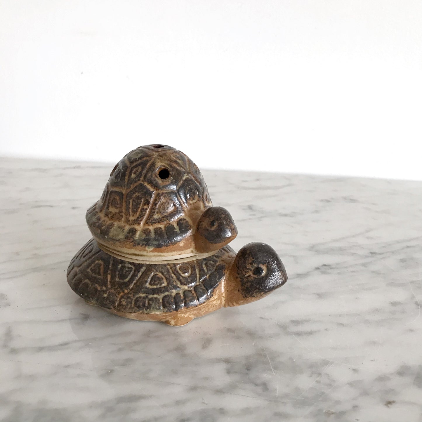 Vintage Ceramic Stacked Turtle Incense Burner