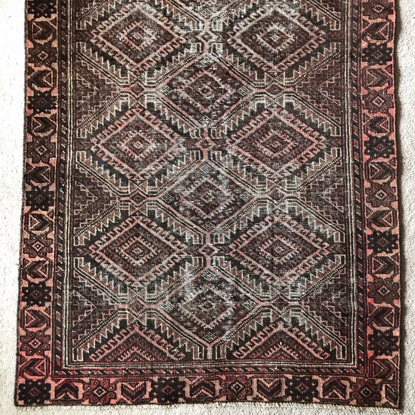 Vintage Persian Rug with Diamond Pattern (3.4 x 6)