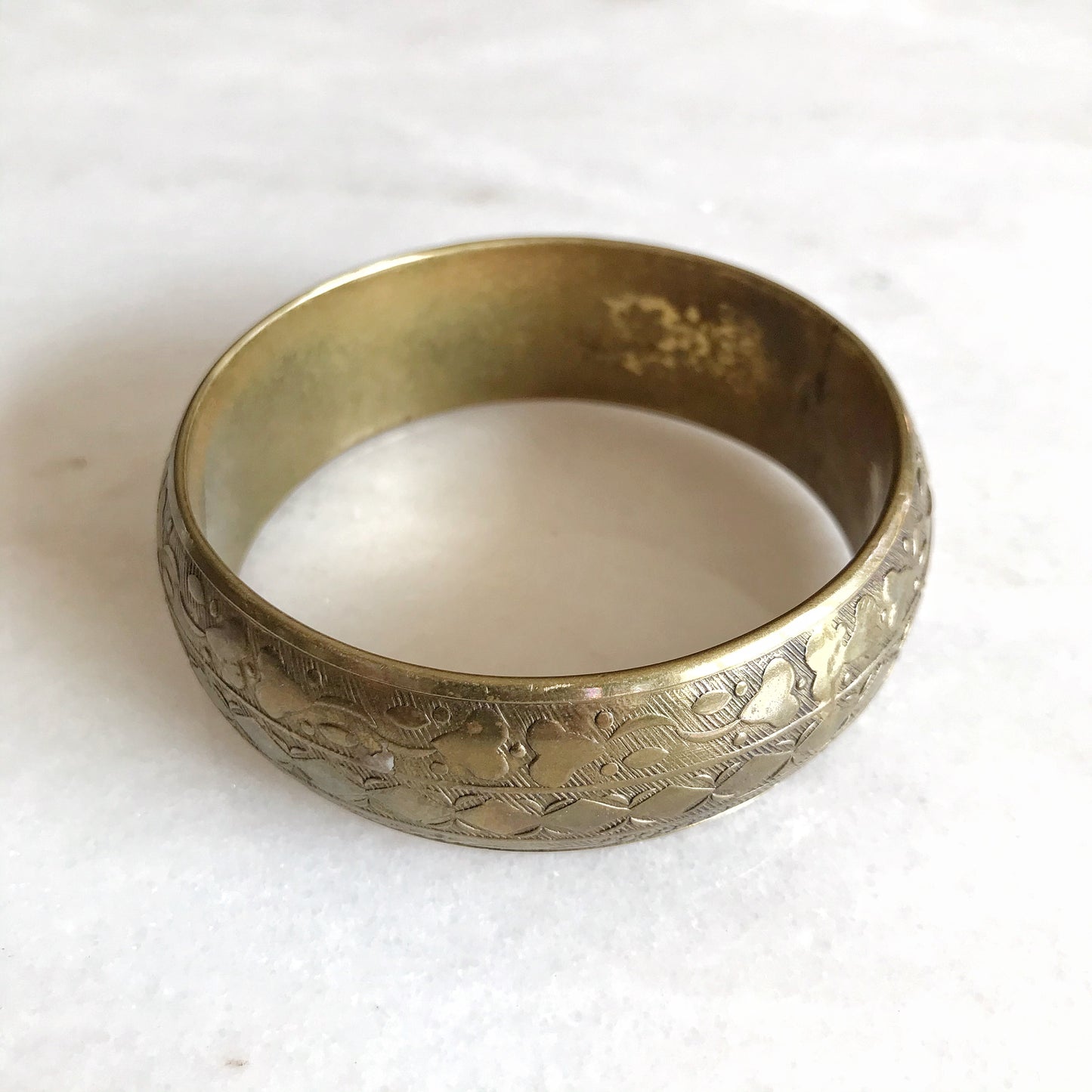 Vintage Textured Brass Cuff Bracelet