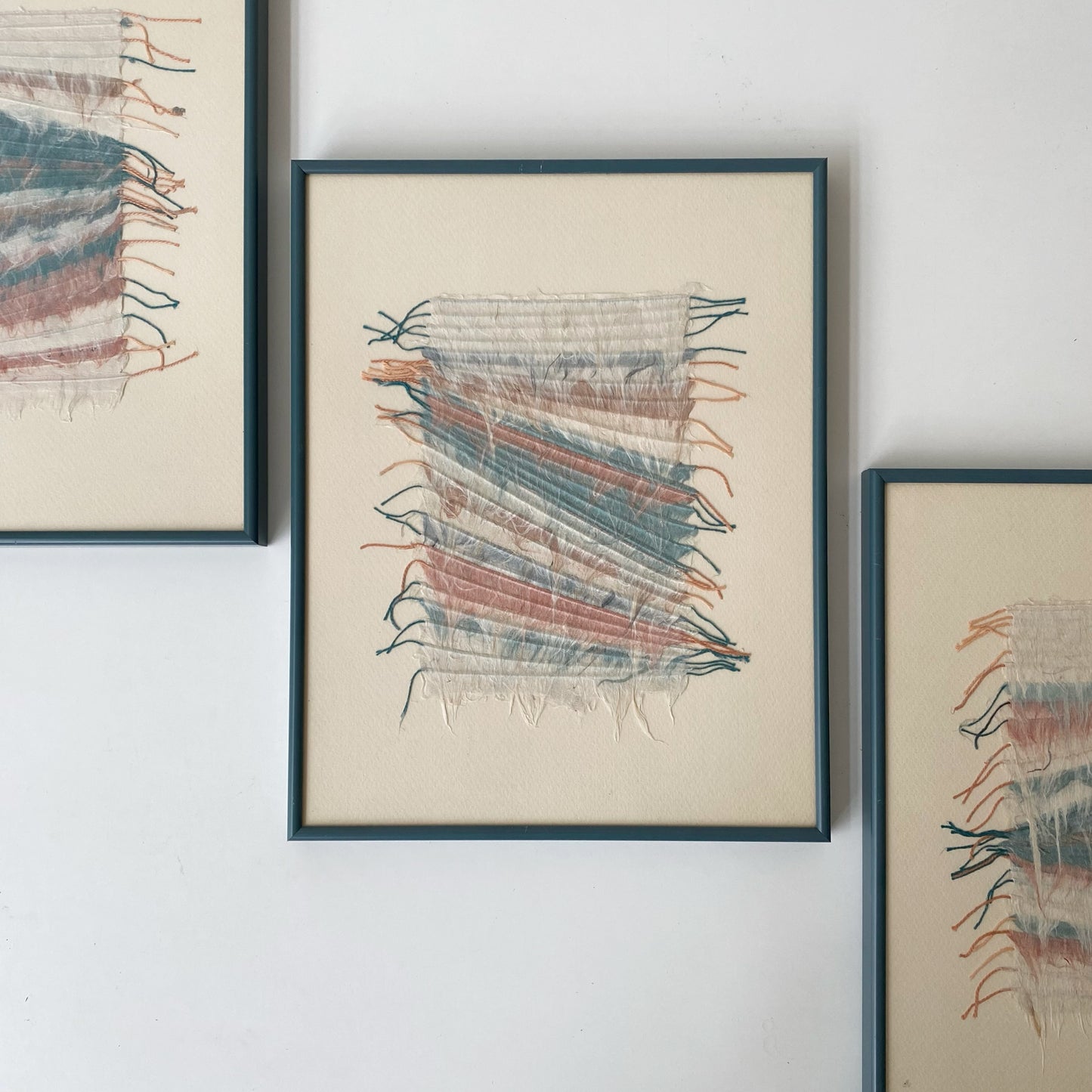 Vintage Framed Fiber Art Piece, 11 x 14