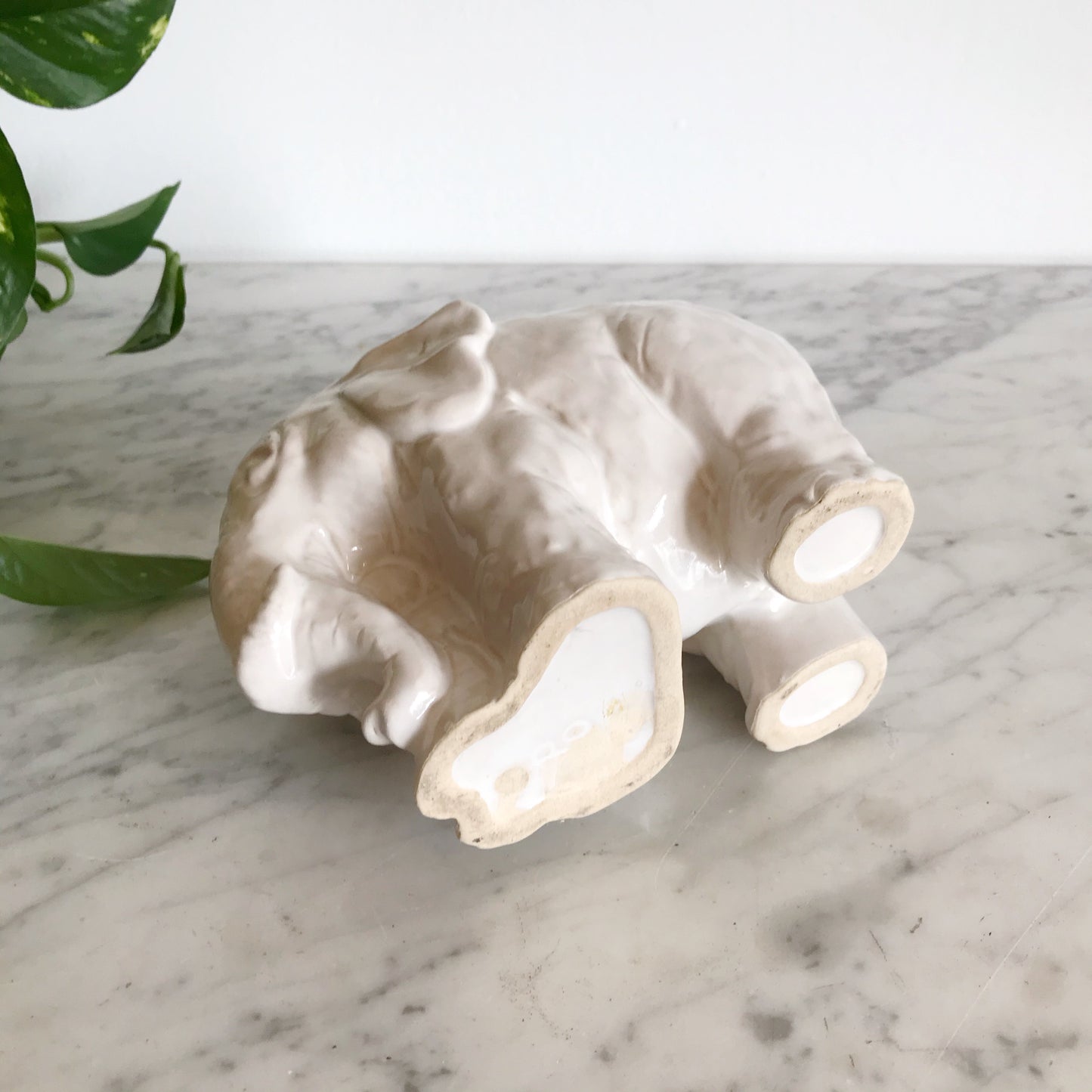 Vintage White Ceramic Elephant Planter
