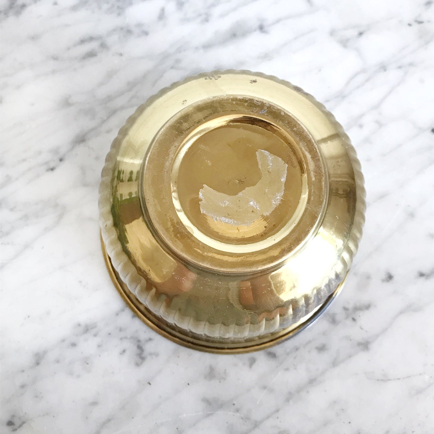 Small Vintage Ribbed Brass Planter
