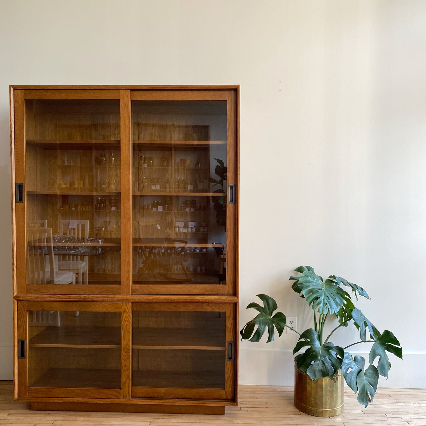 XL Contemporary Oak Display Cabinet / Hutch