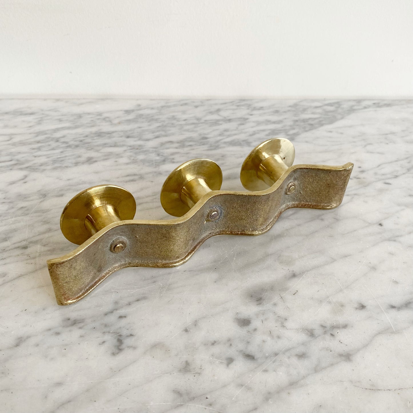 Vintage Brass Wave Candle Holder