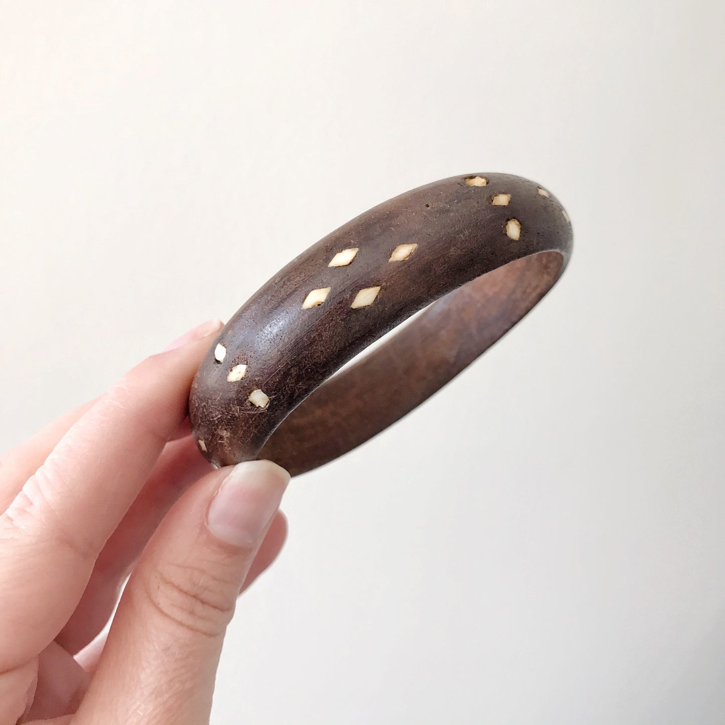 Vintage Wood Bracelet with Inlay