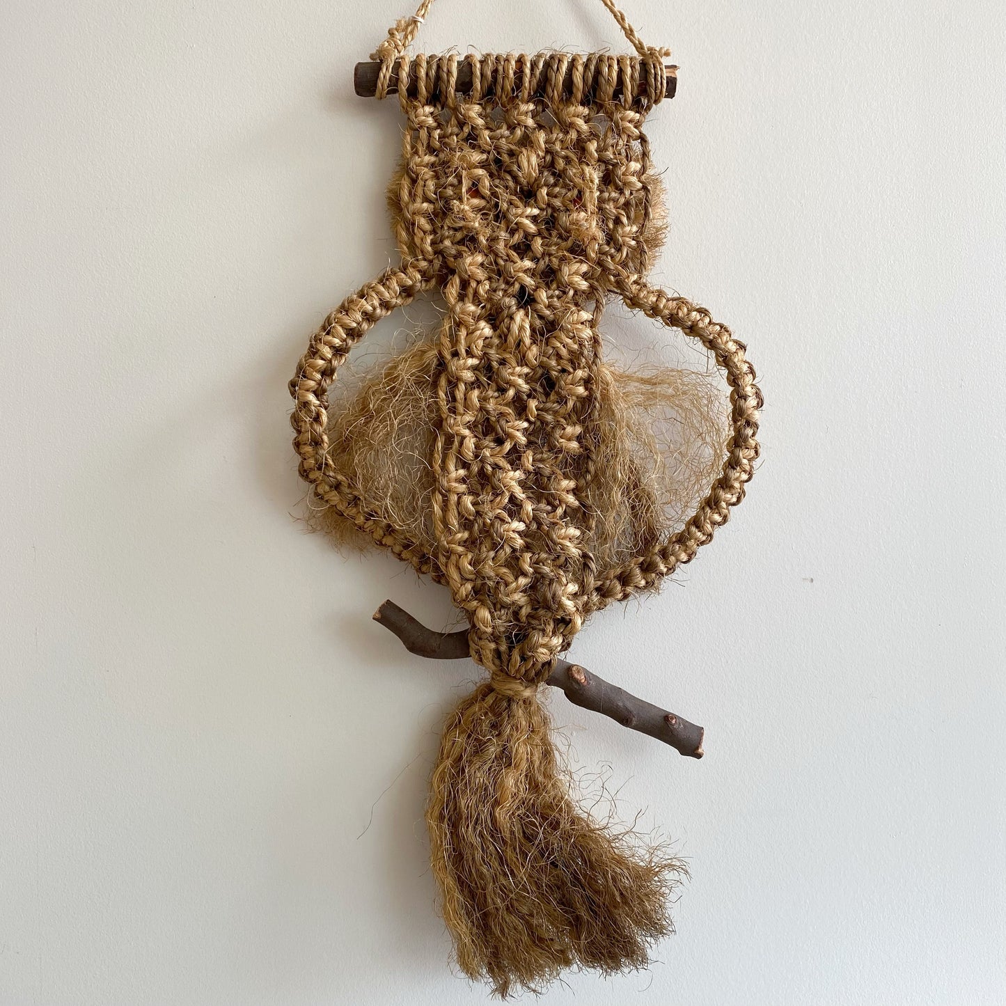 Vintage Brown Macrame Owl