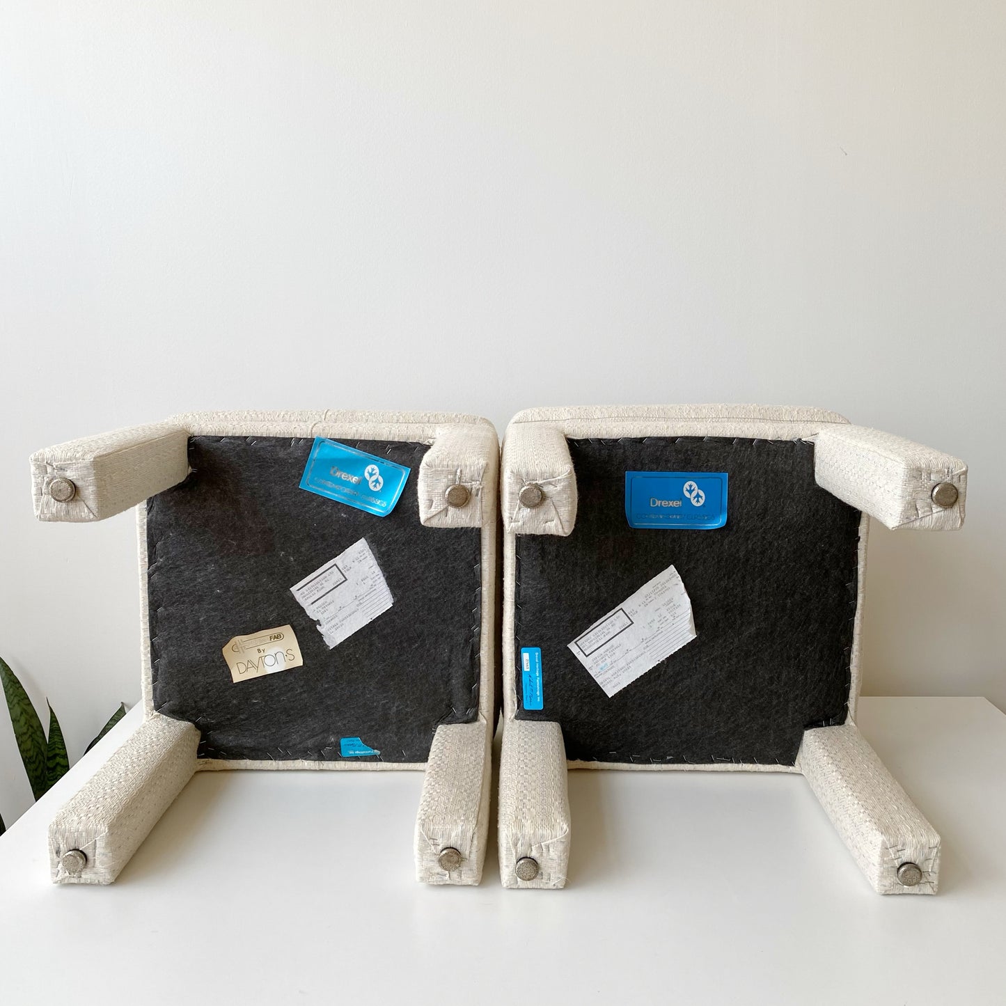 Pair of Vintage Upholstered Parsons Stools by Drexel