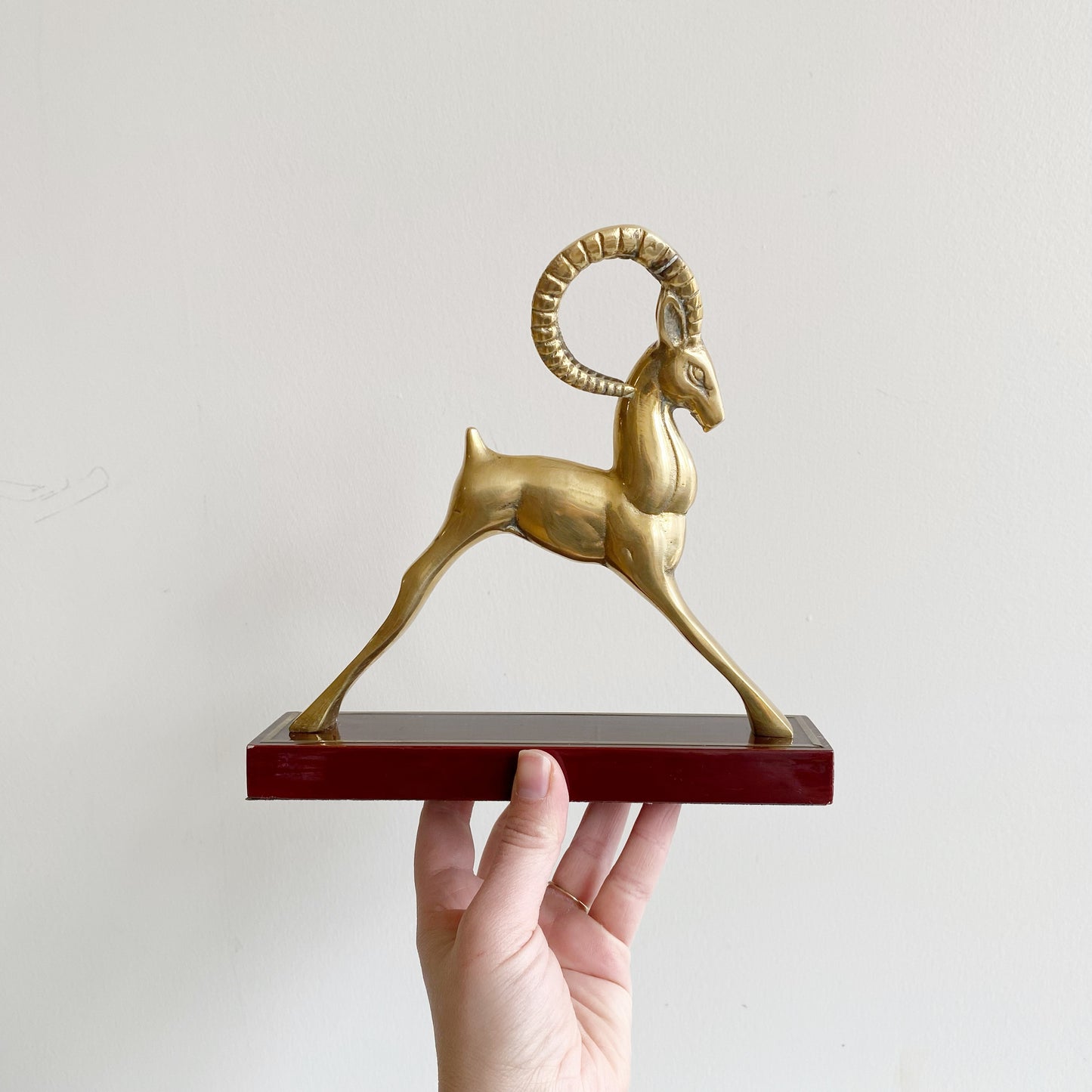 Vintage Brass Ram / Antelope on Stand