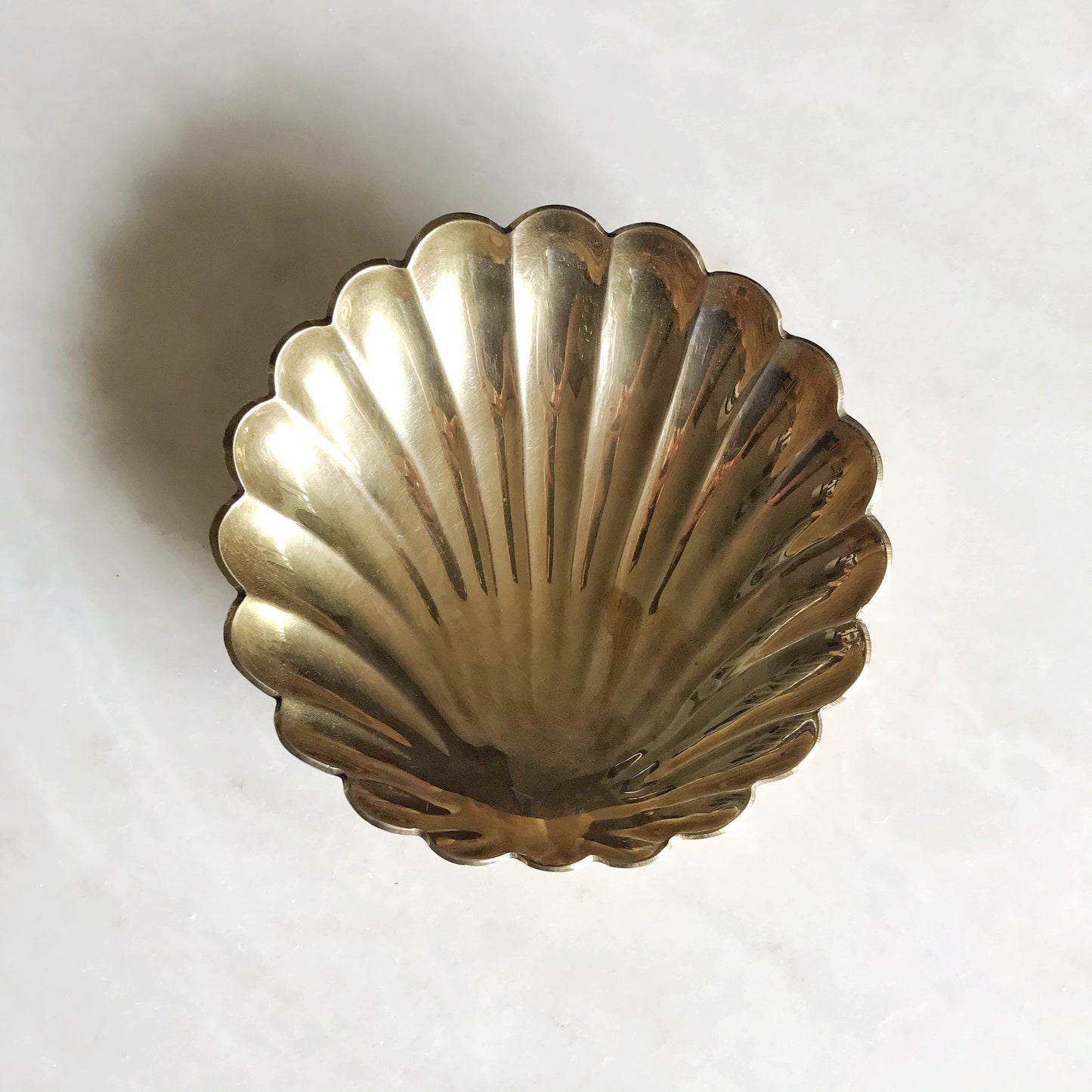 Heavy Vintage Brass Shell Dish