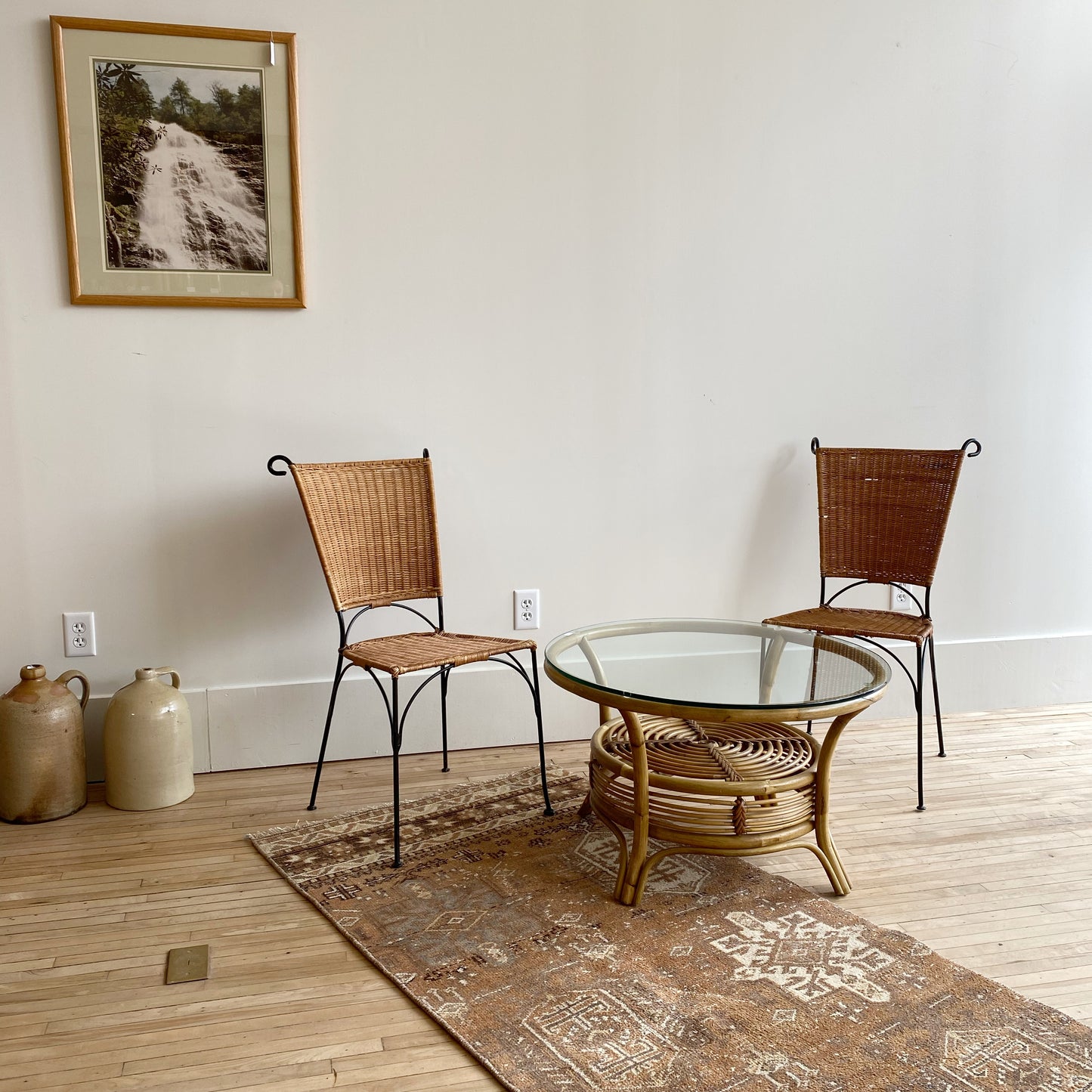 Vintage Rattan & Glass Coffee Table