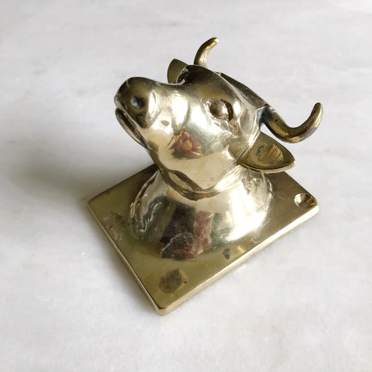 XL Vintage Brass Bull Wall Hook