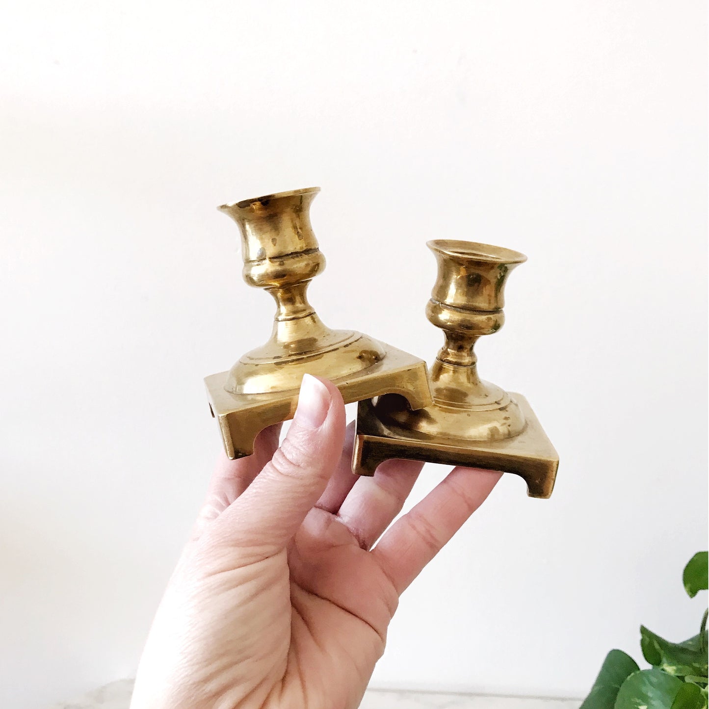 Pair of Vintage Brass Candle Holders
