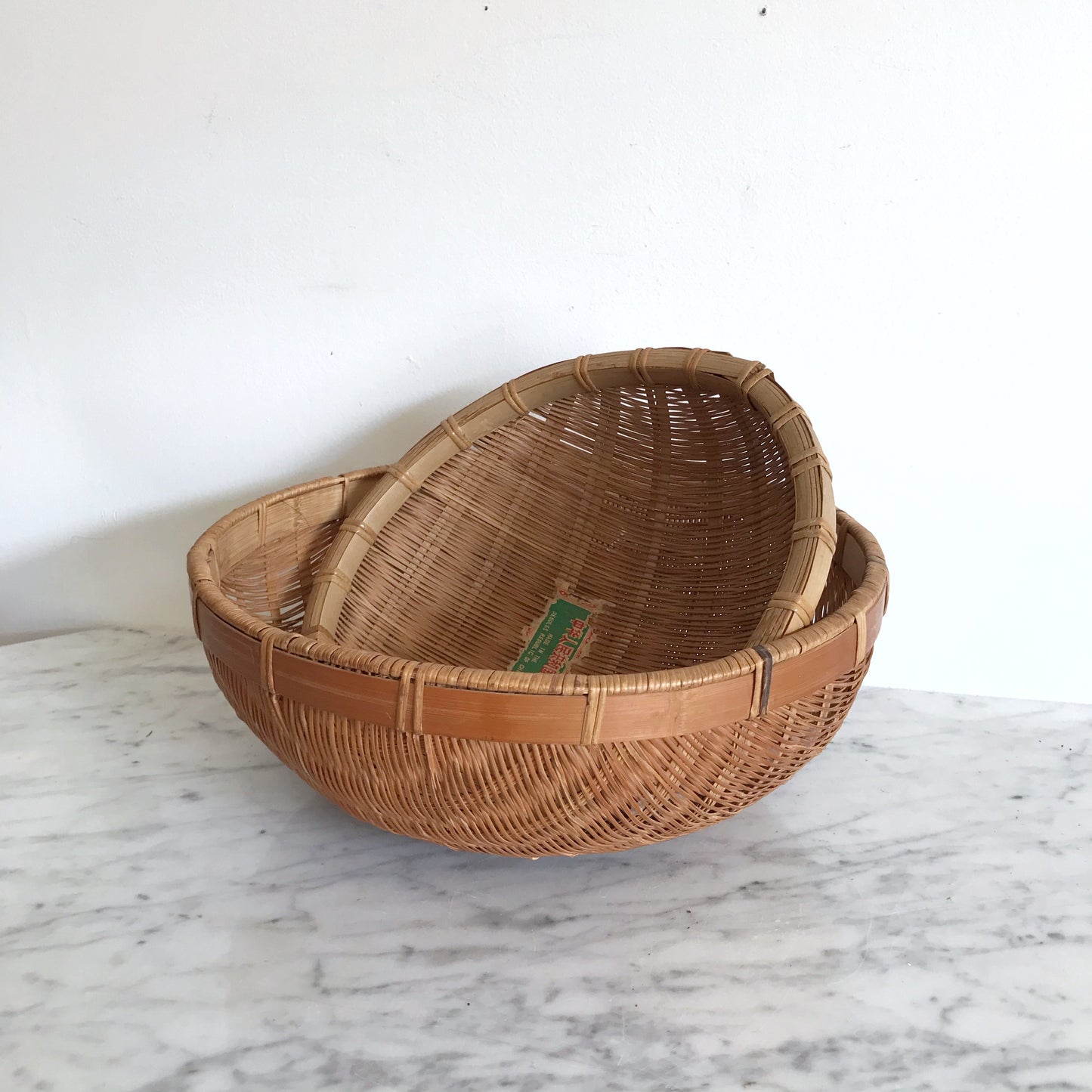 Pair of Vintage Wicker Basket Bowls
