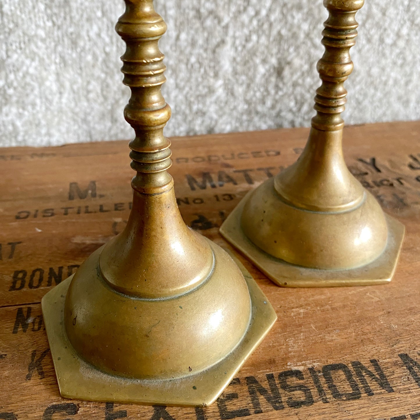 Pair of XL Vintage Brass Candlestick Holders