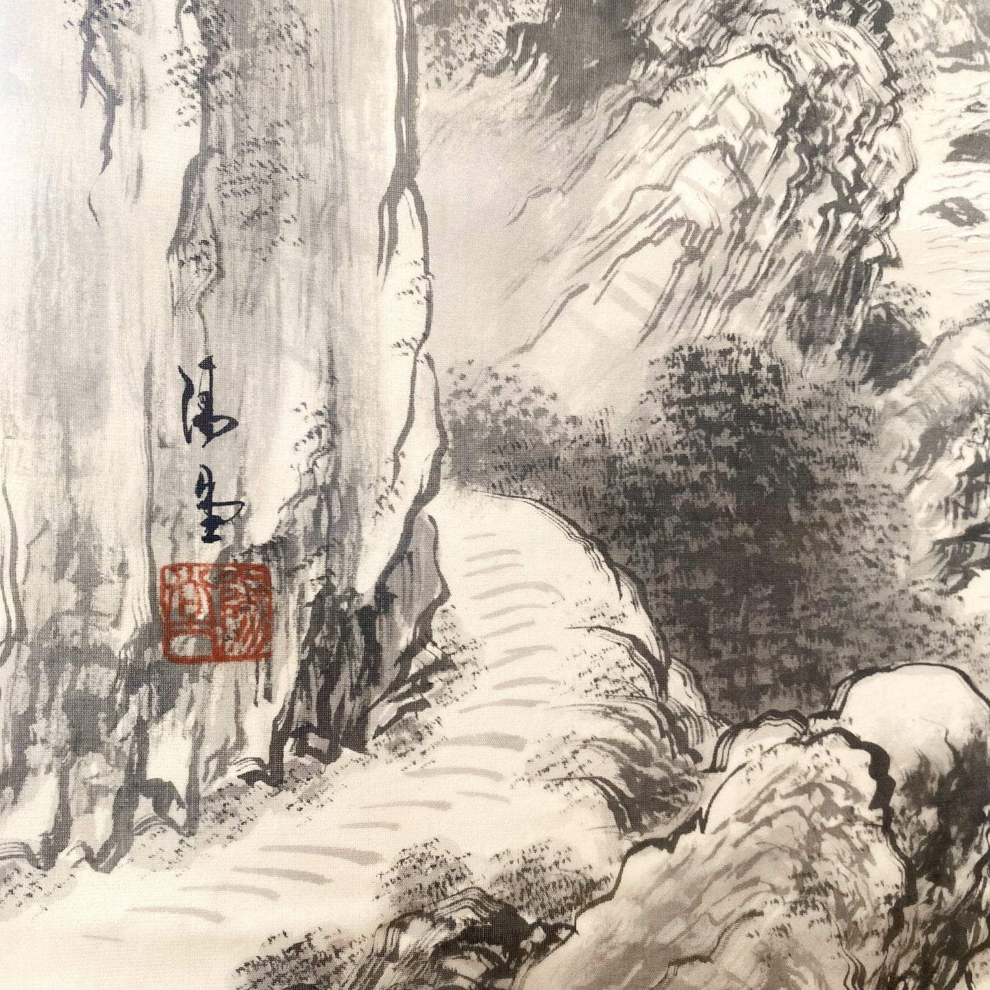 Framed Vintage Japanese Silk Scroll Painting (2' x 4'9")