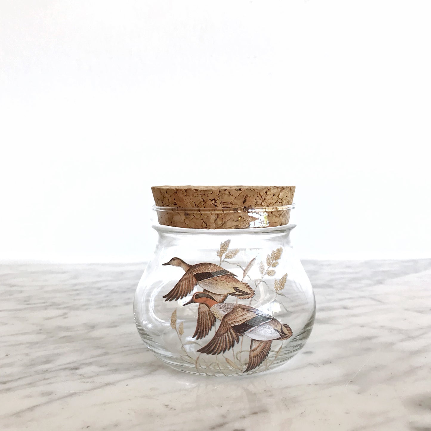 Vintage Glass Jar with Ducks
