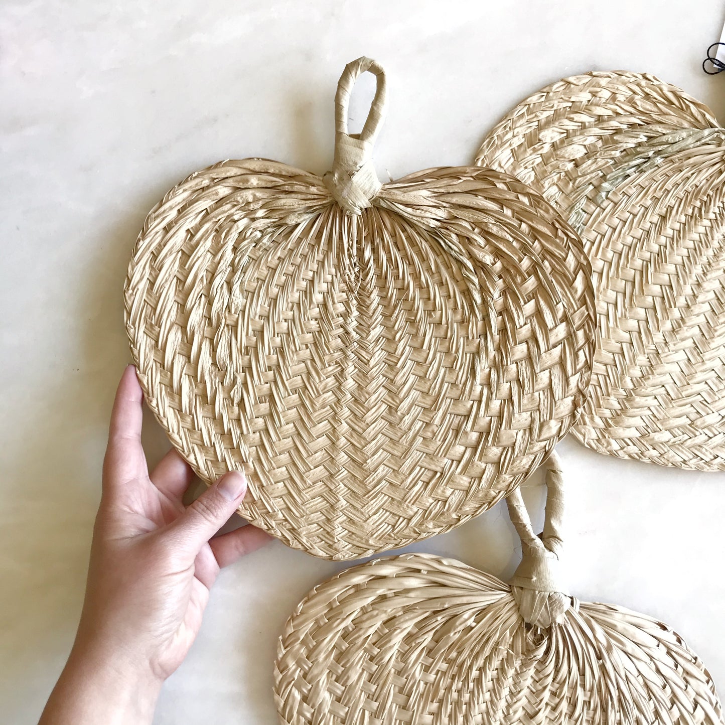 Set of 3 Woven Palm Fans