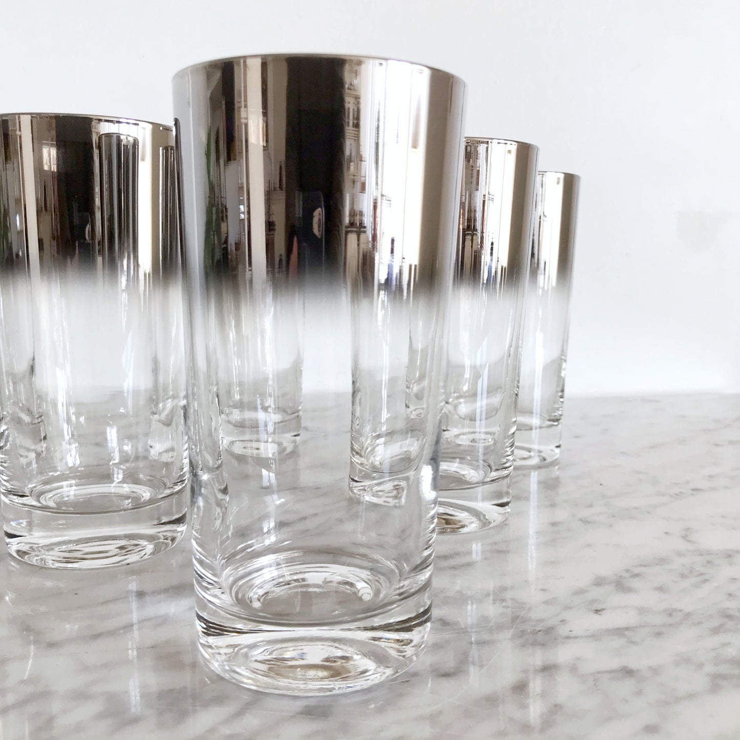 Set of 6 Vintage Silver Ombré Glasses