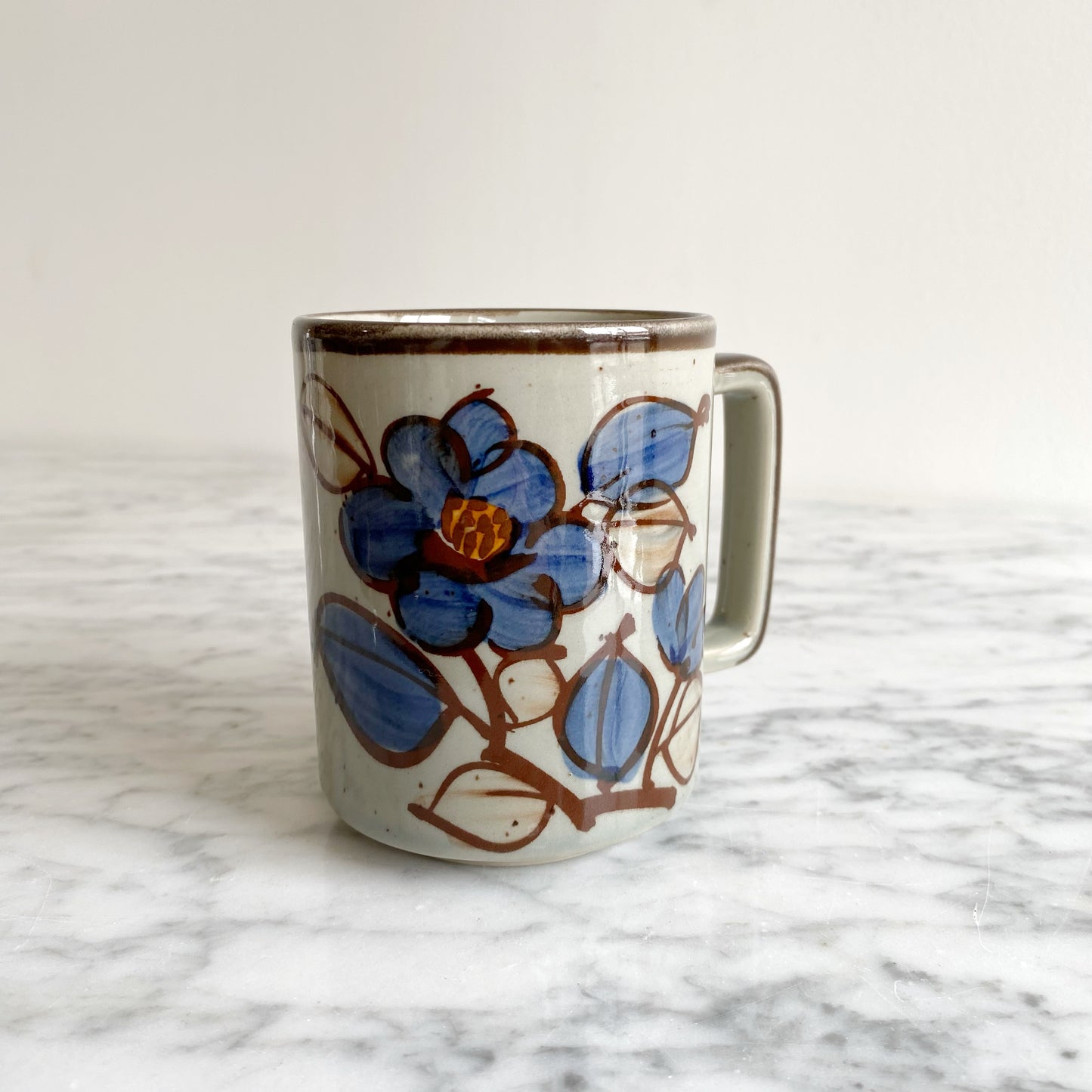 Vintage 70's Ceramic Mug with Flowers