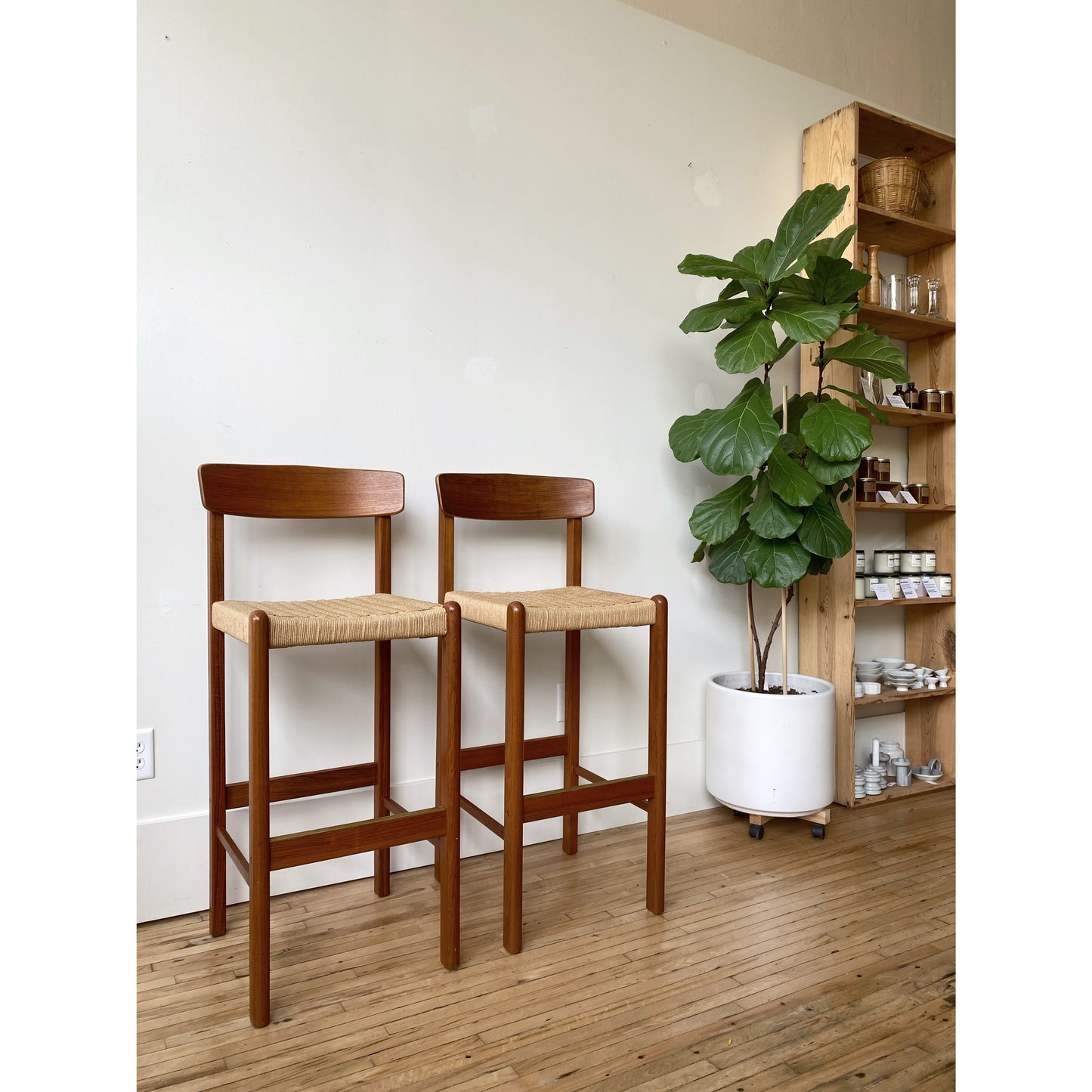 Pair of Vintage MCM Teak Barstools