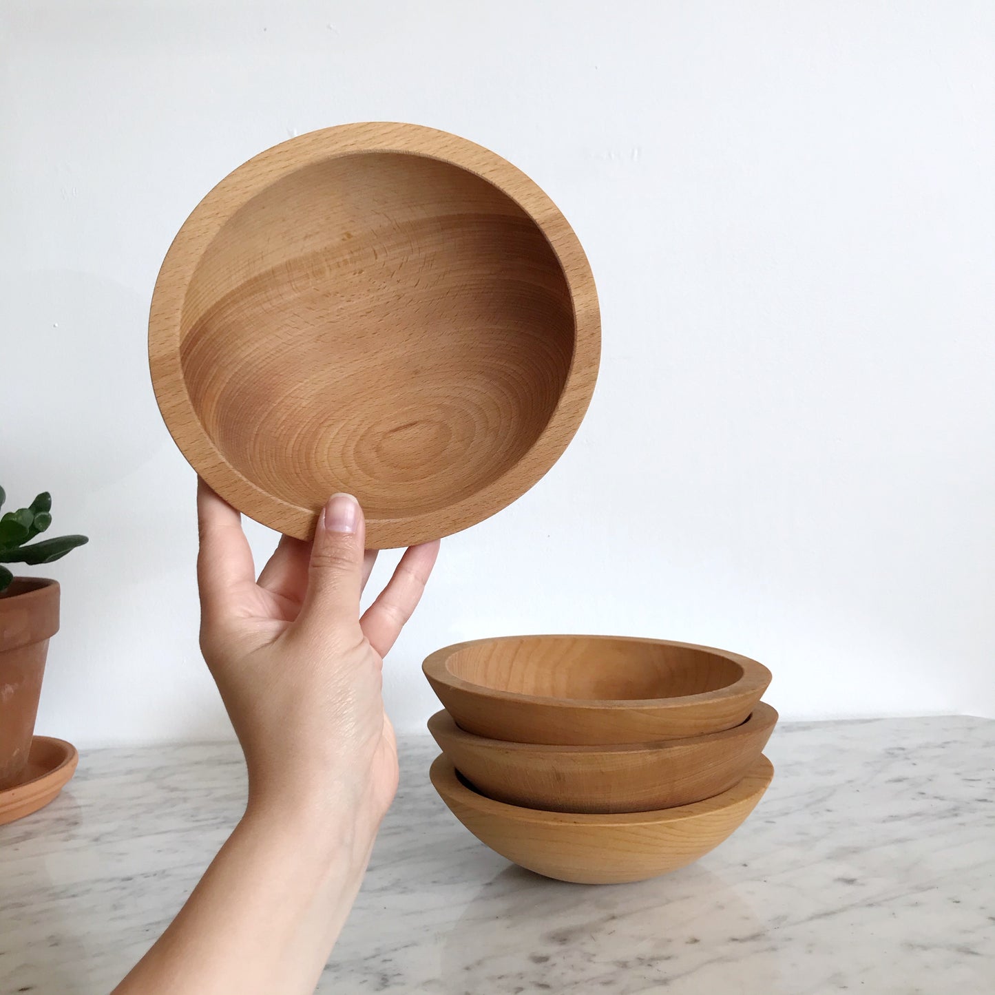 Set of 4 Vintage Wooden Bowls