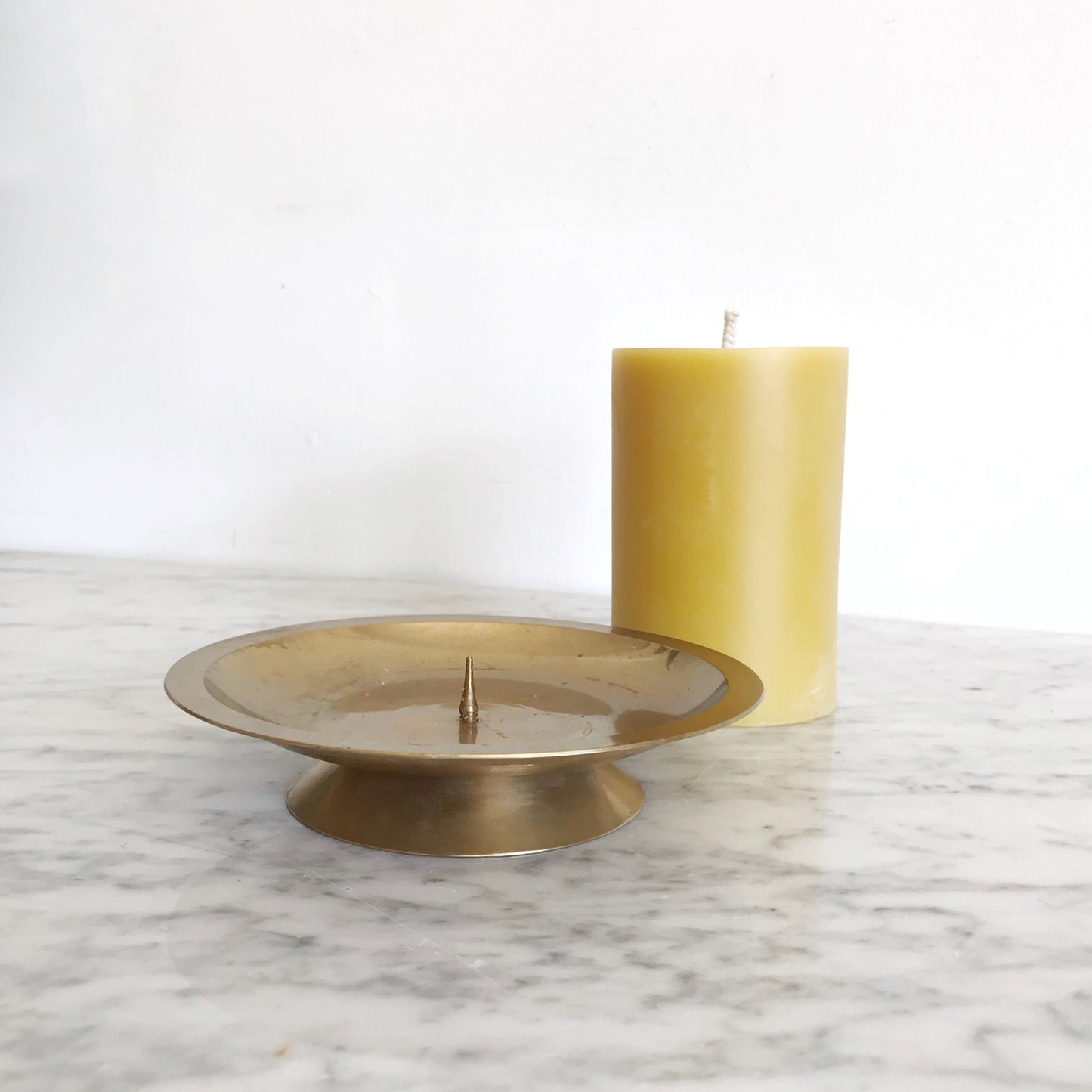 Vintage Footed Brass Pillar Stand