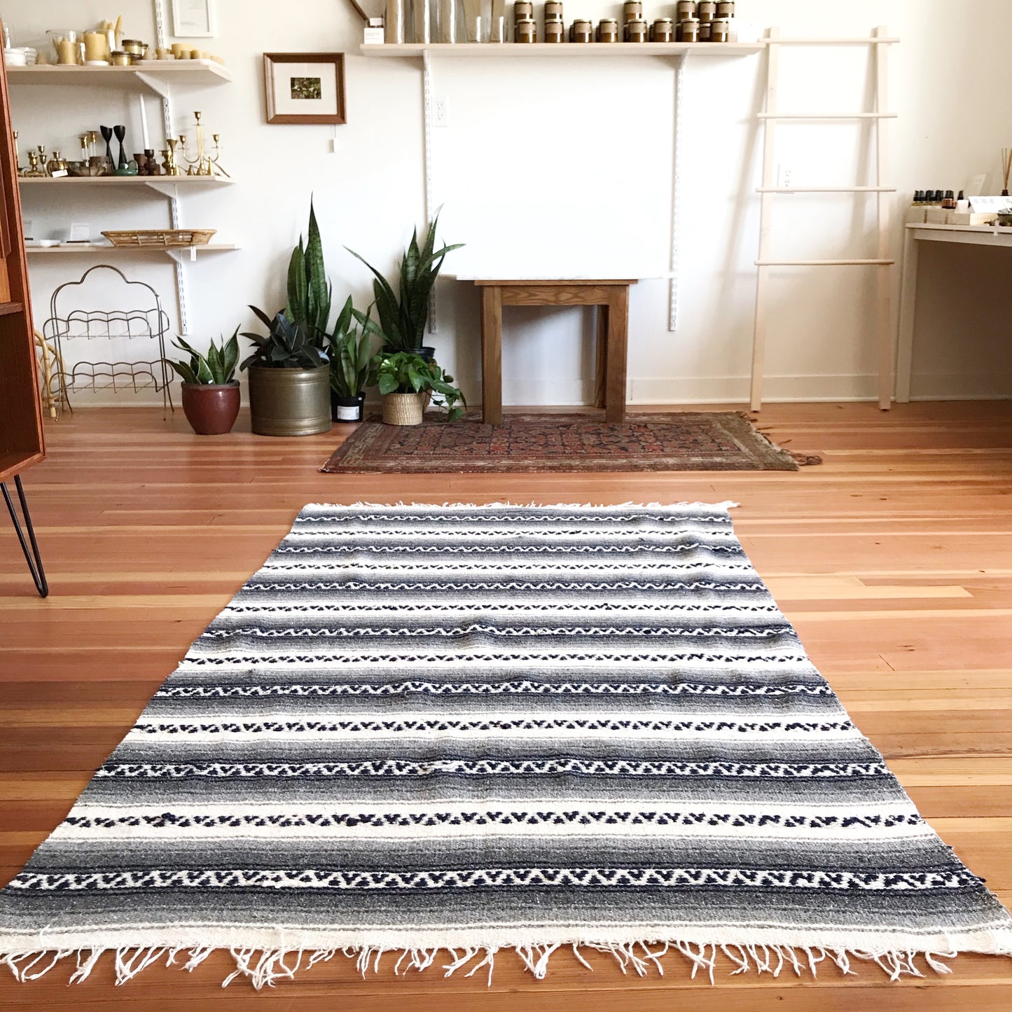 Woven Blanket, Gray + Navy