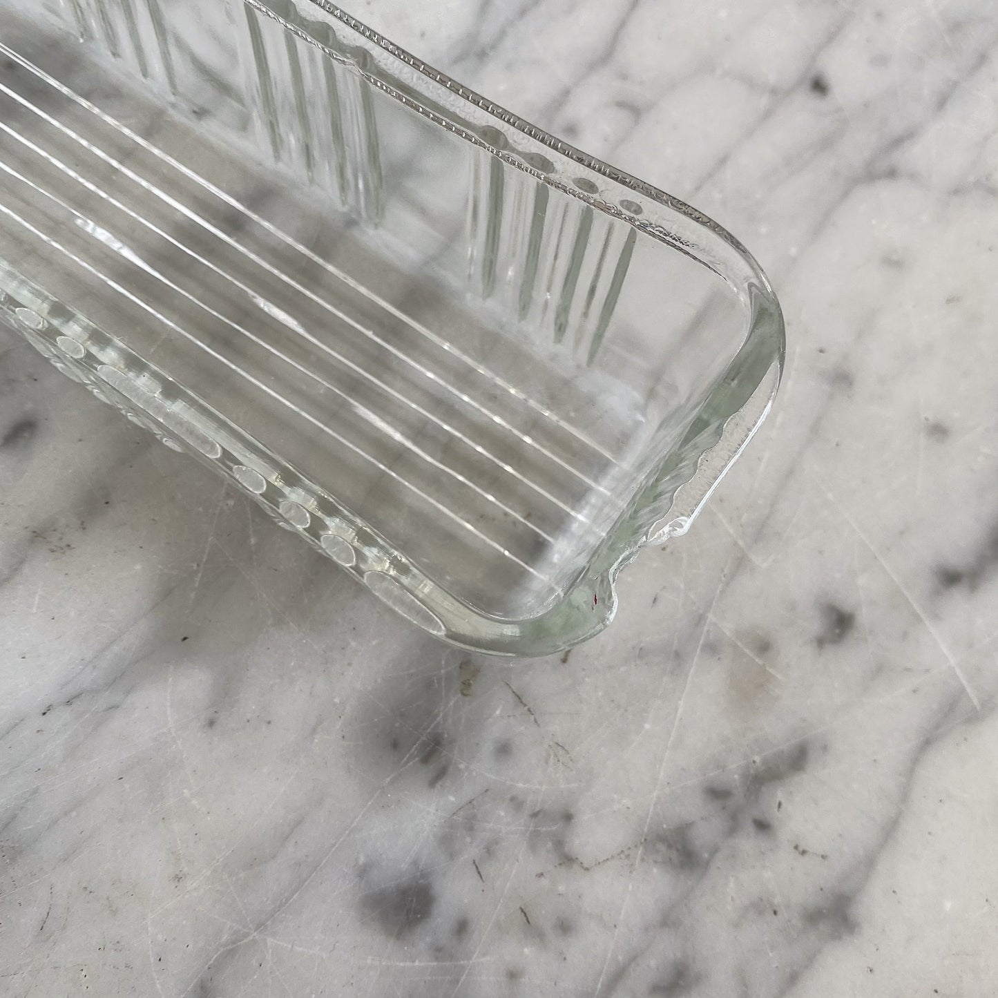 Vintage Textured Glass Butter Dish
