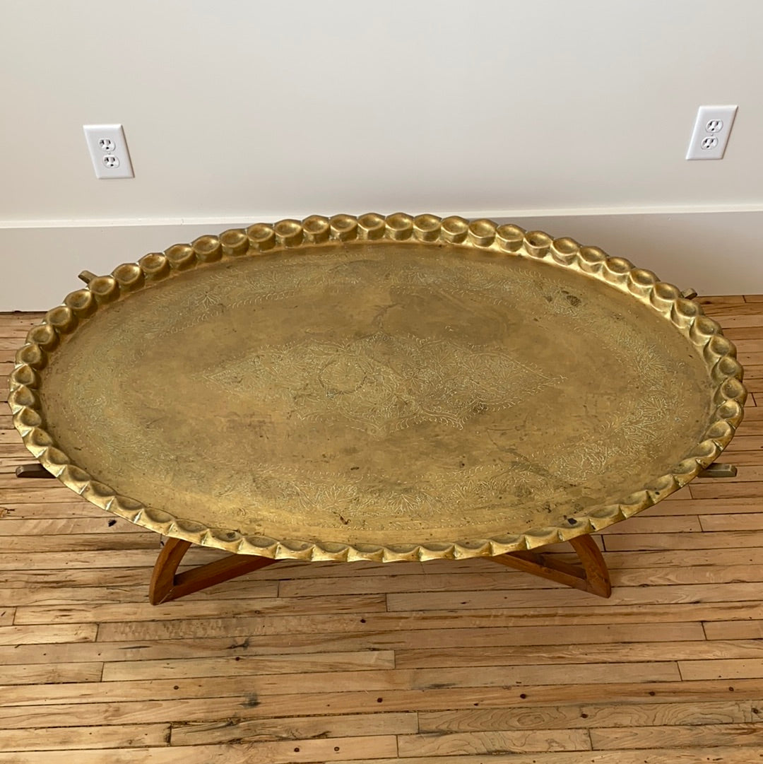 XXL Vintage Brass Tray Coffee table