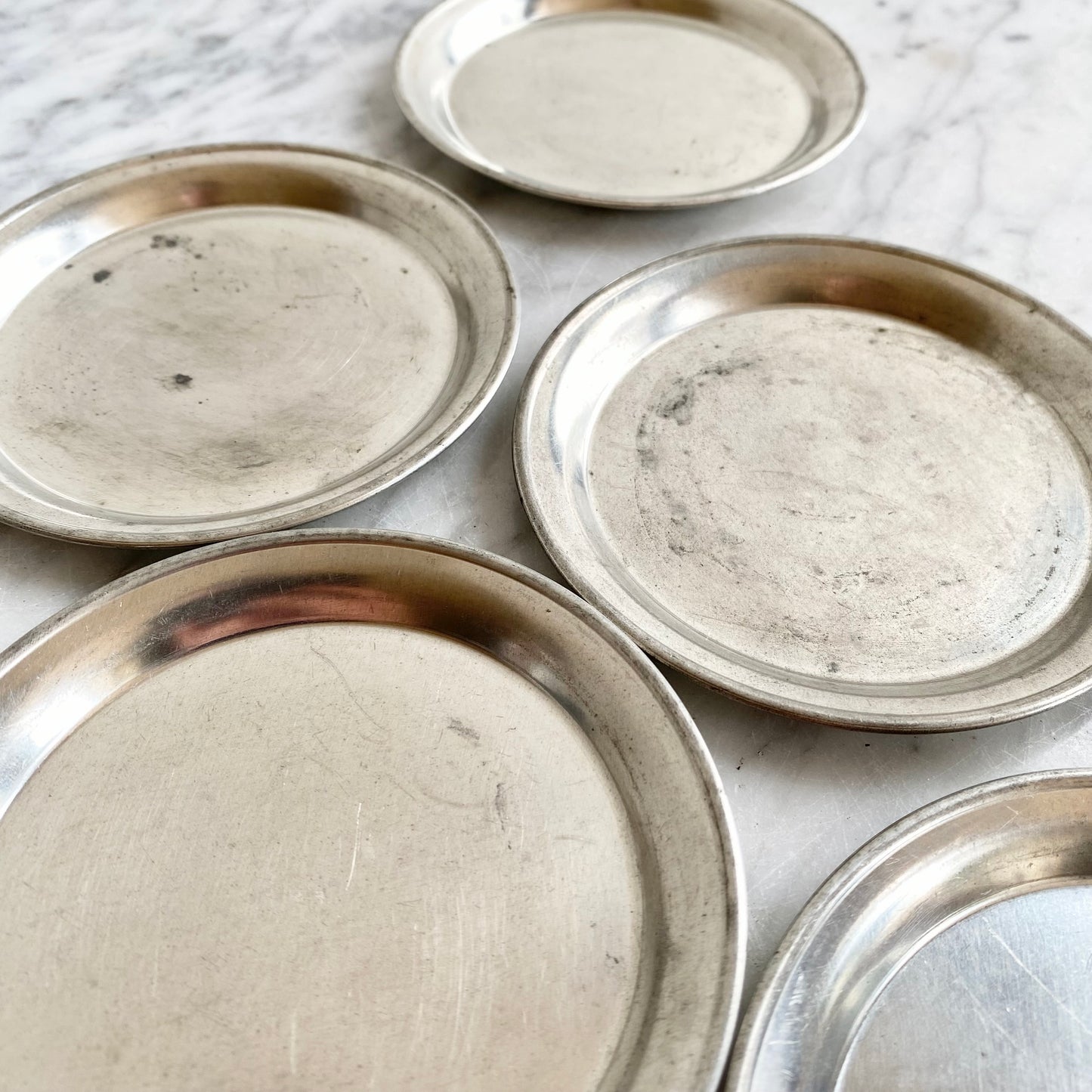 S/5 Vintage Pewter Coasters