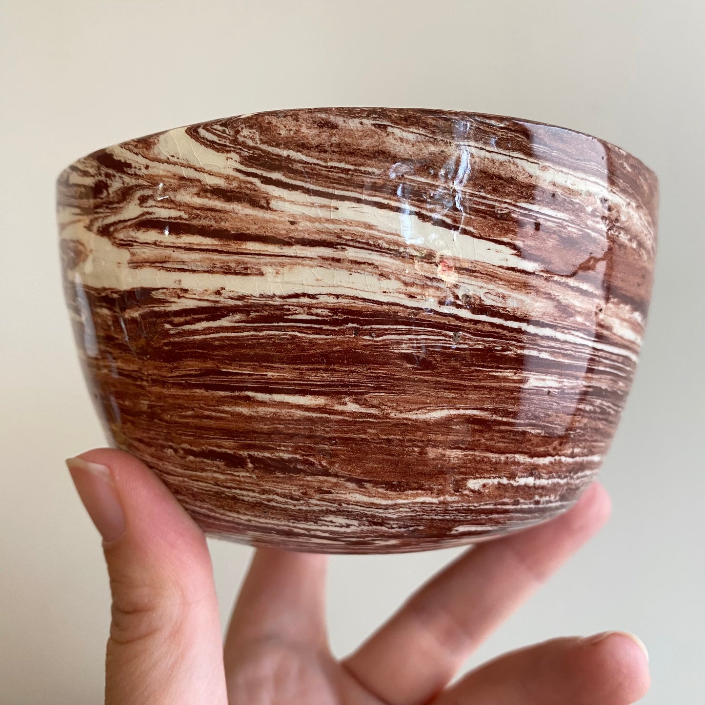 Vintage Swirled Clay Studio Pottery Bowl