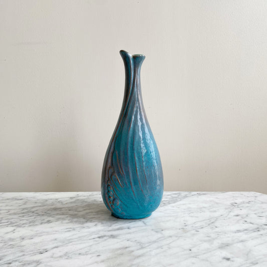 Vintage Ceramic Vase, Turquoise