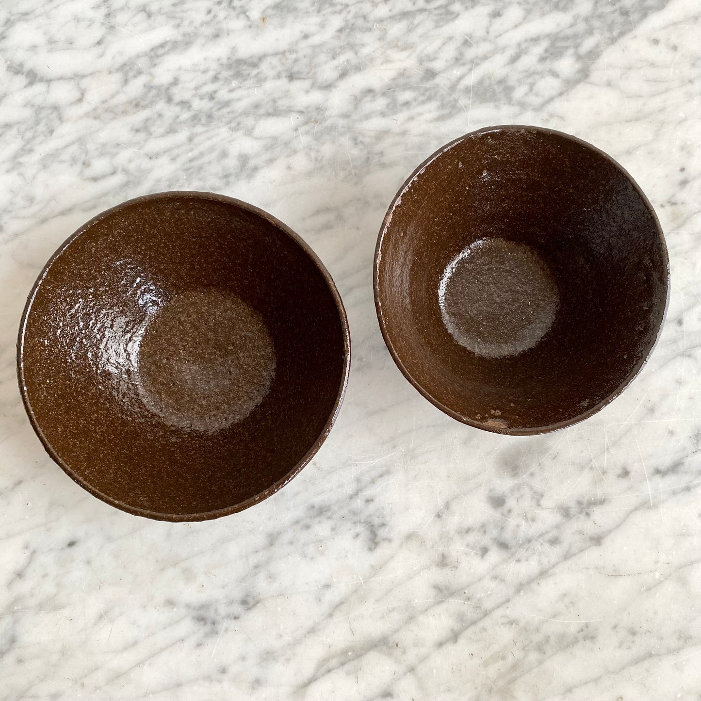 Single Found Dark Brown Pottery Bowl, 6"