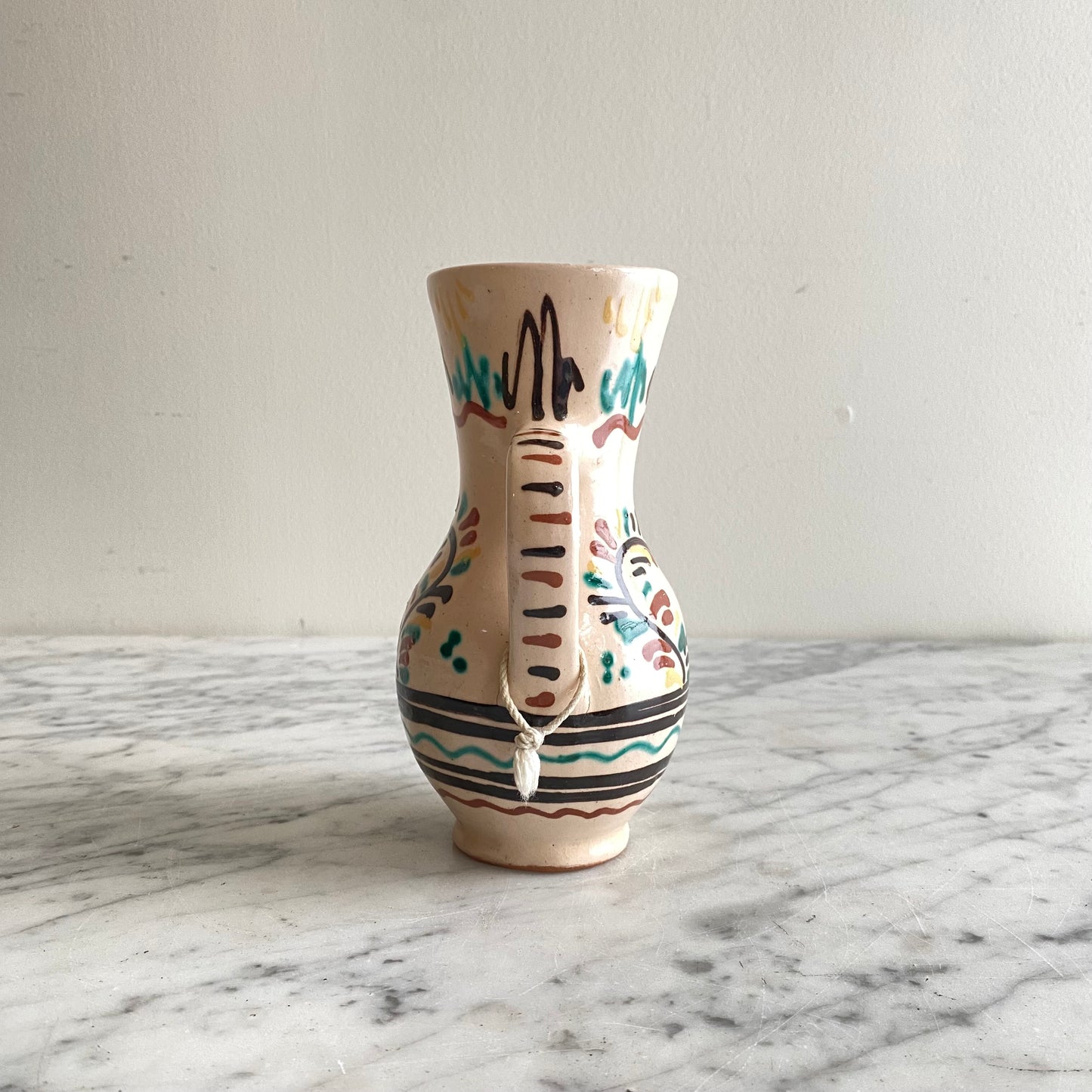 Small Vintage Hungarian Folk Art Pitcher, 6.5"