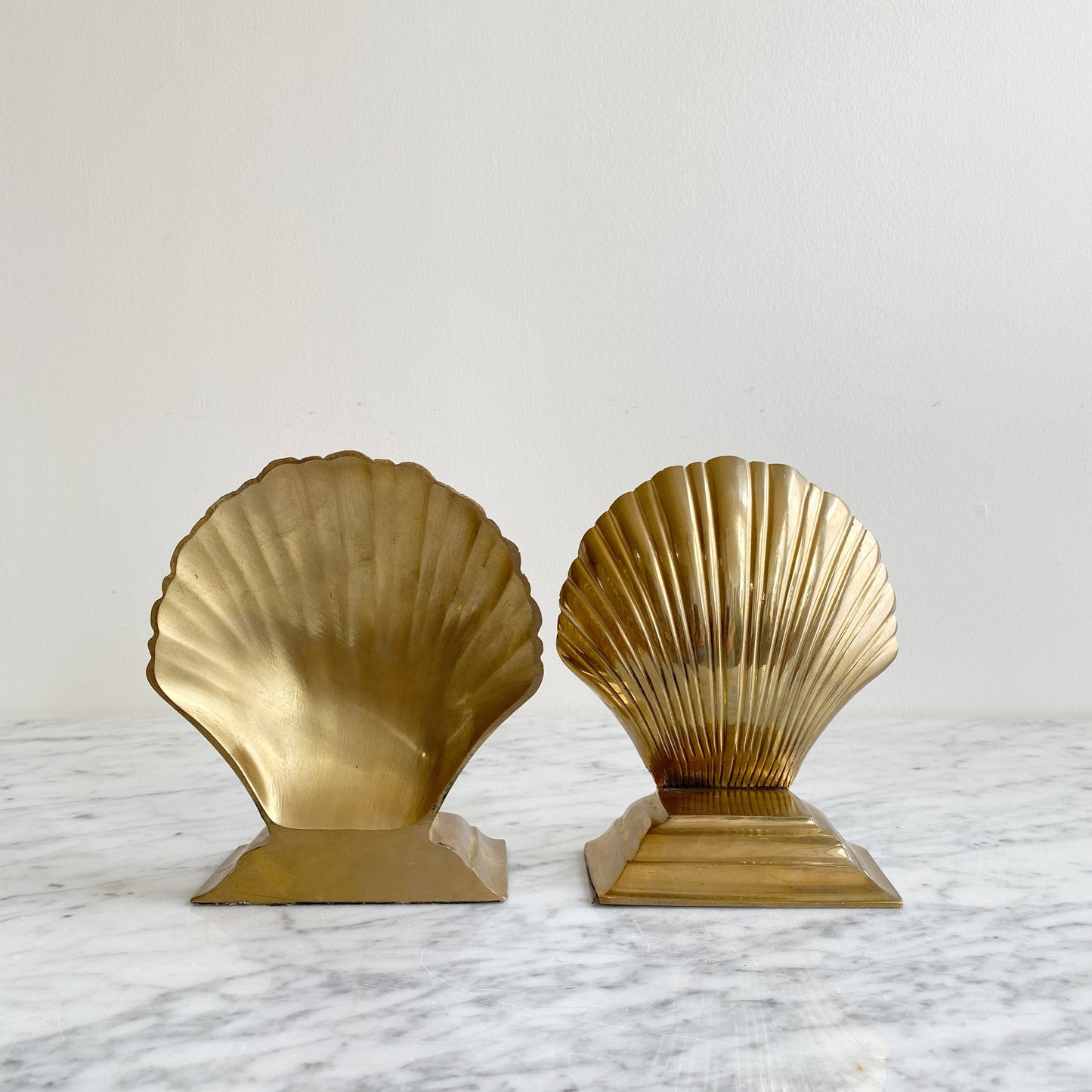 Pair of Vintage Brass Seashell Bookends
