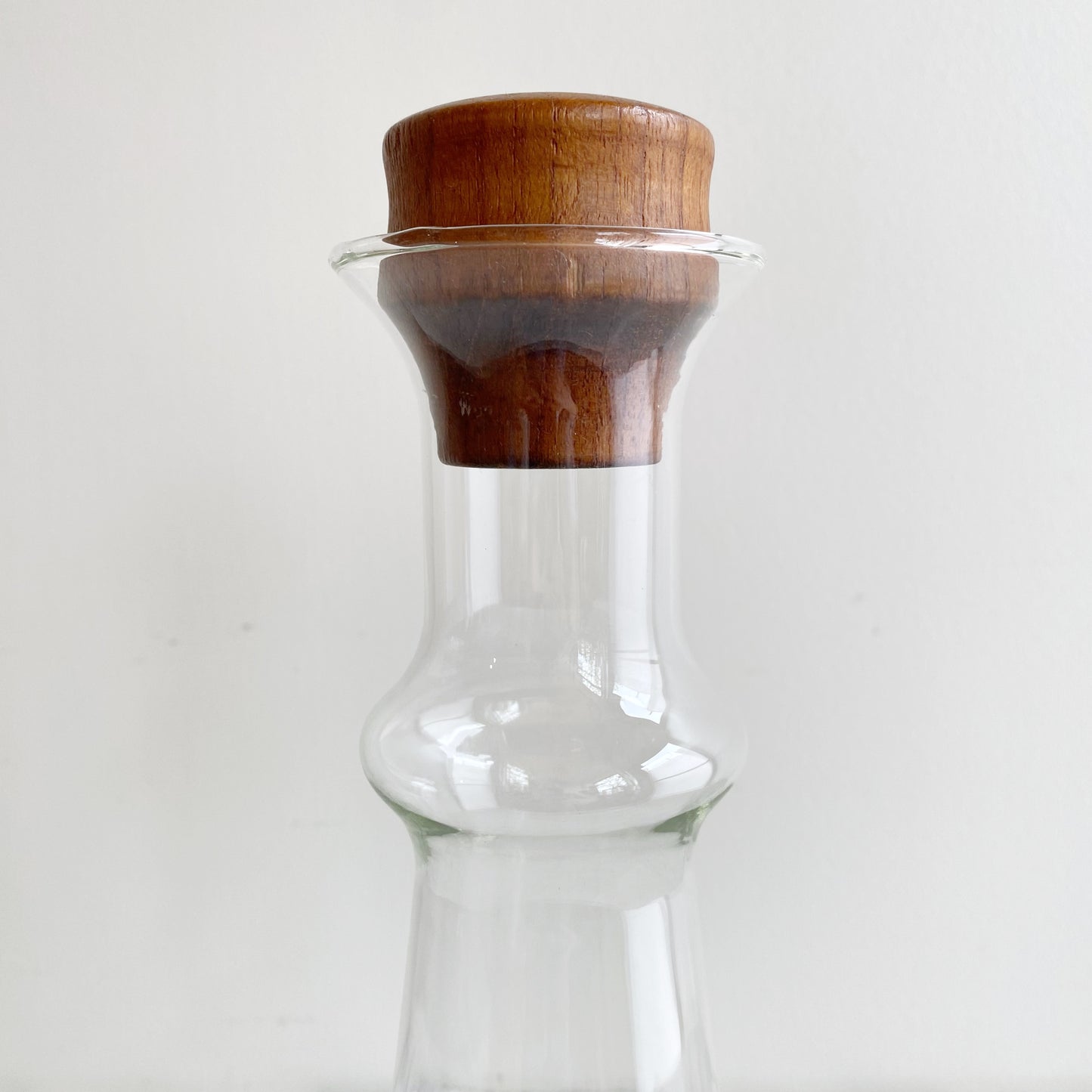 Vintage Danish Glass Decanter with Teak Stopper