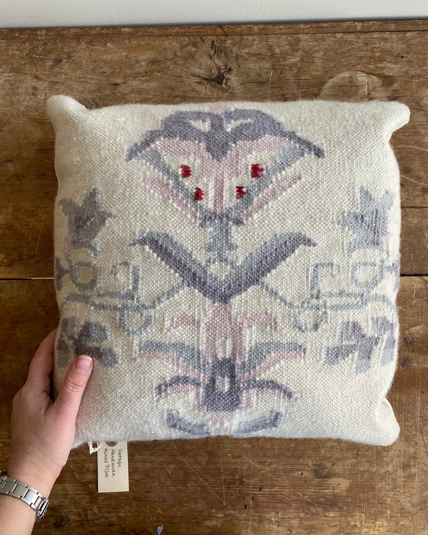 Vintage Handwoven Accent Pillow
