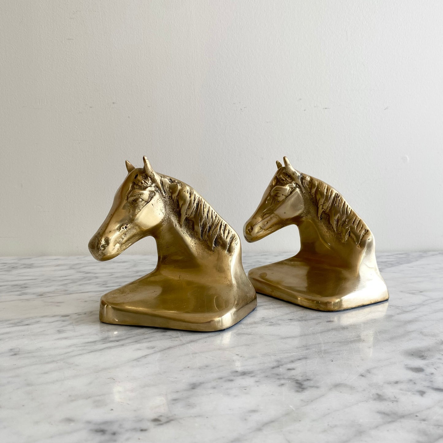 Vintage Brass Horse Bust Bookends