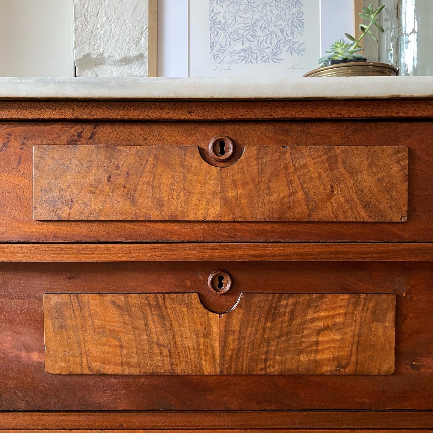Antique 3-Drawer Dresser with Marble Top