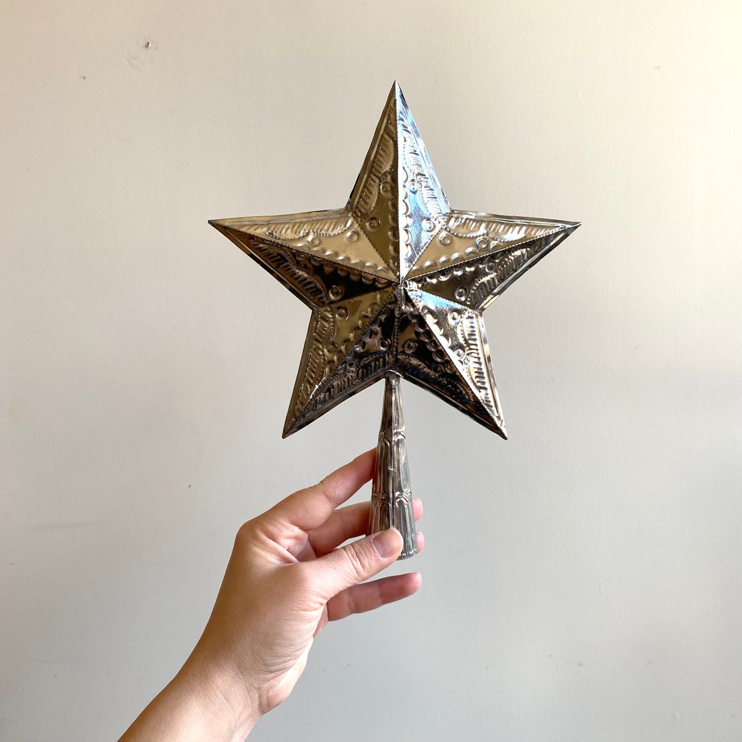 20% OFF: Embossed Tin Star Tree Topper