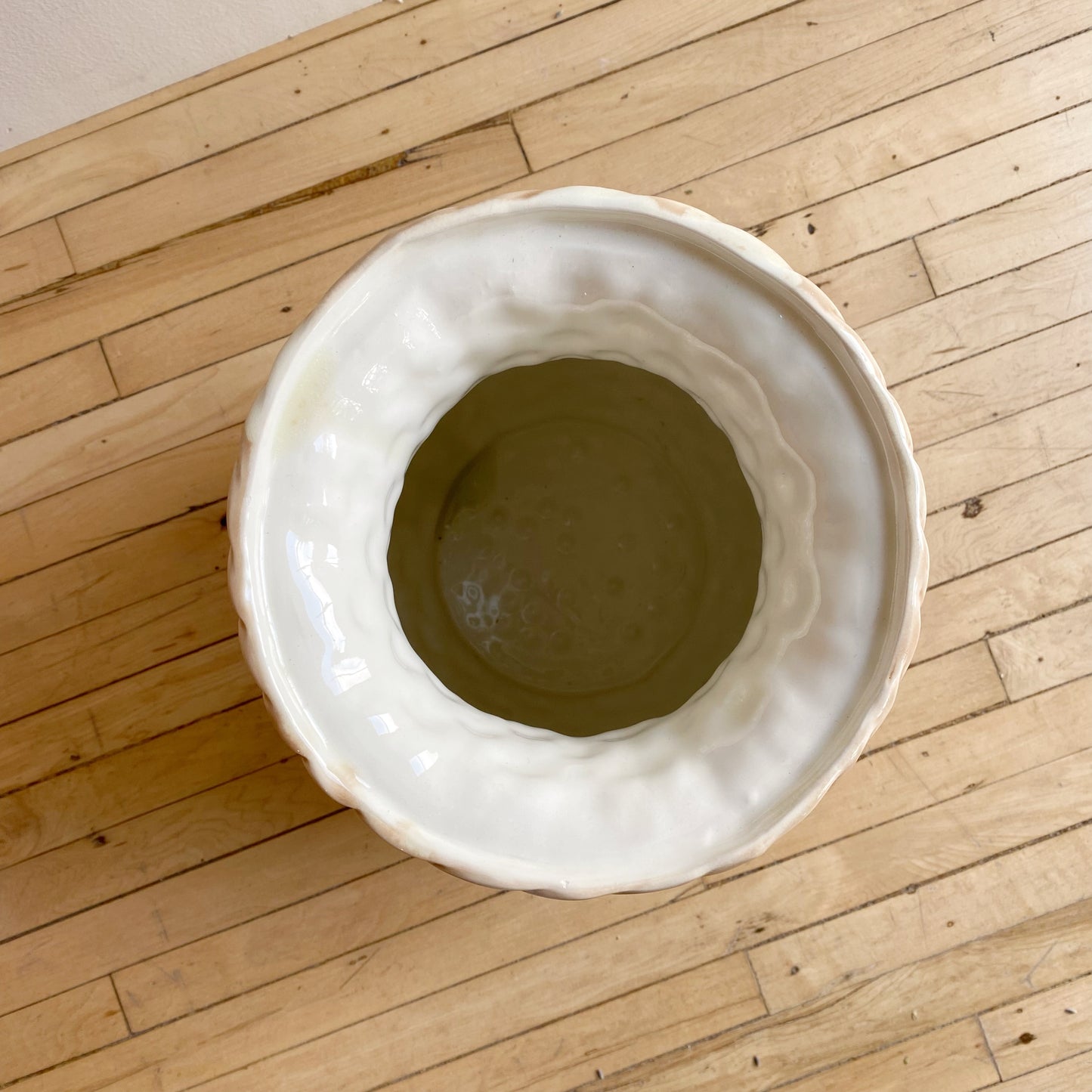 XL Ceramic Vase with Woven Texture, 13"