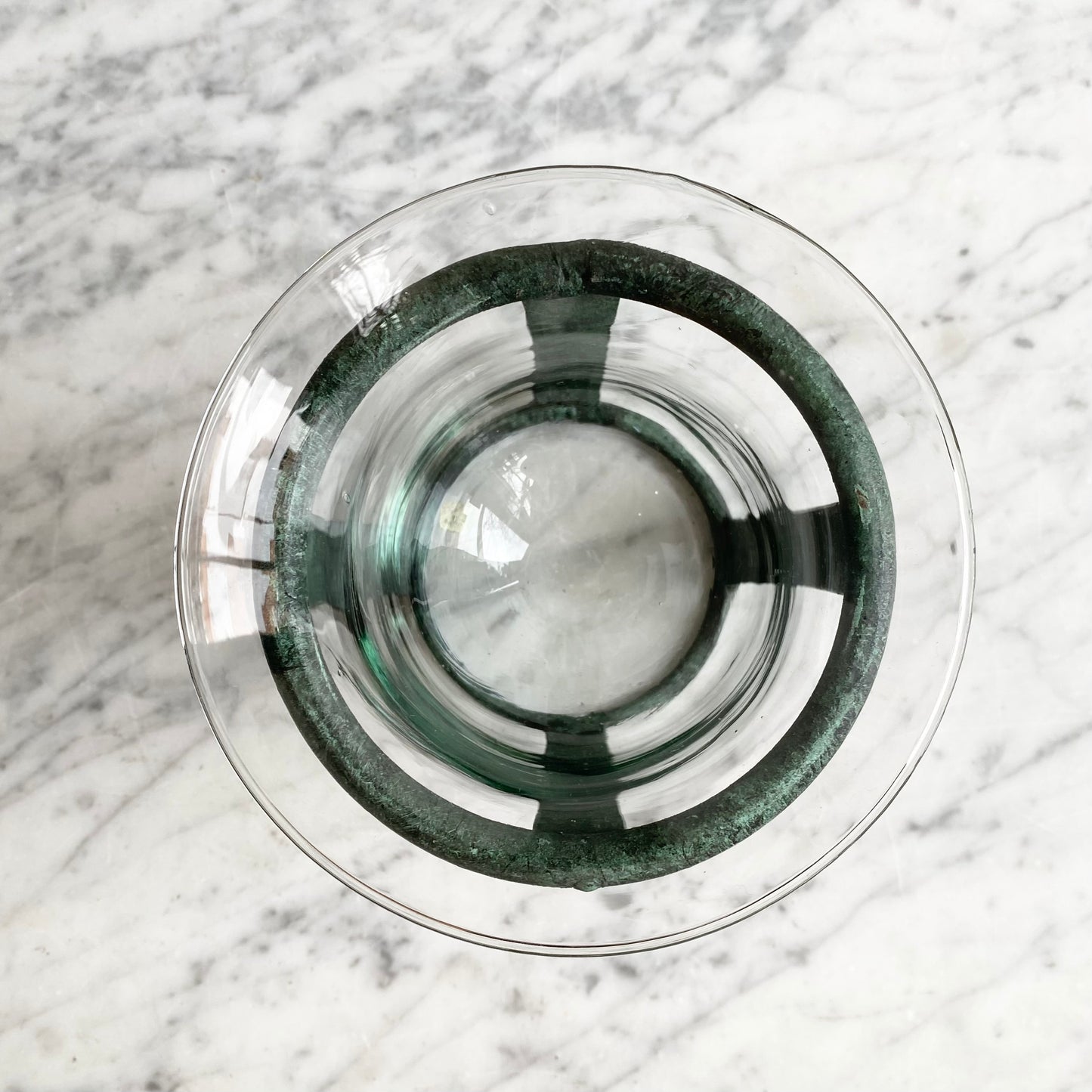 Vintage Blown Glass Candle Holder with Metal Stand, Mexico