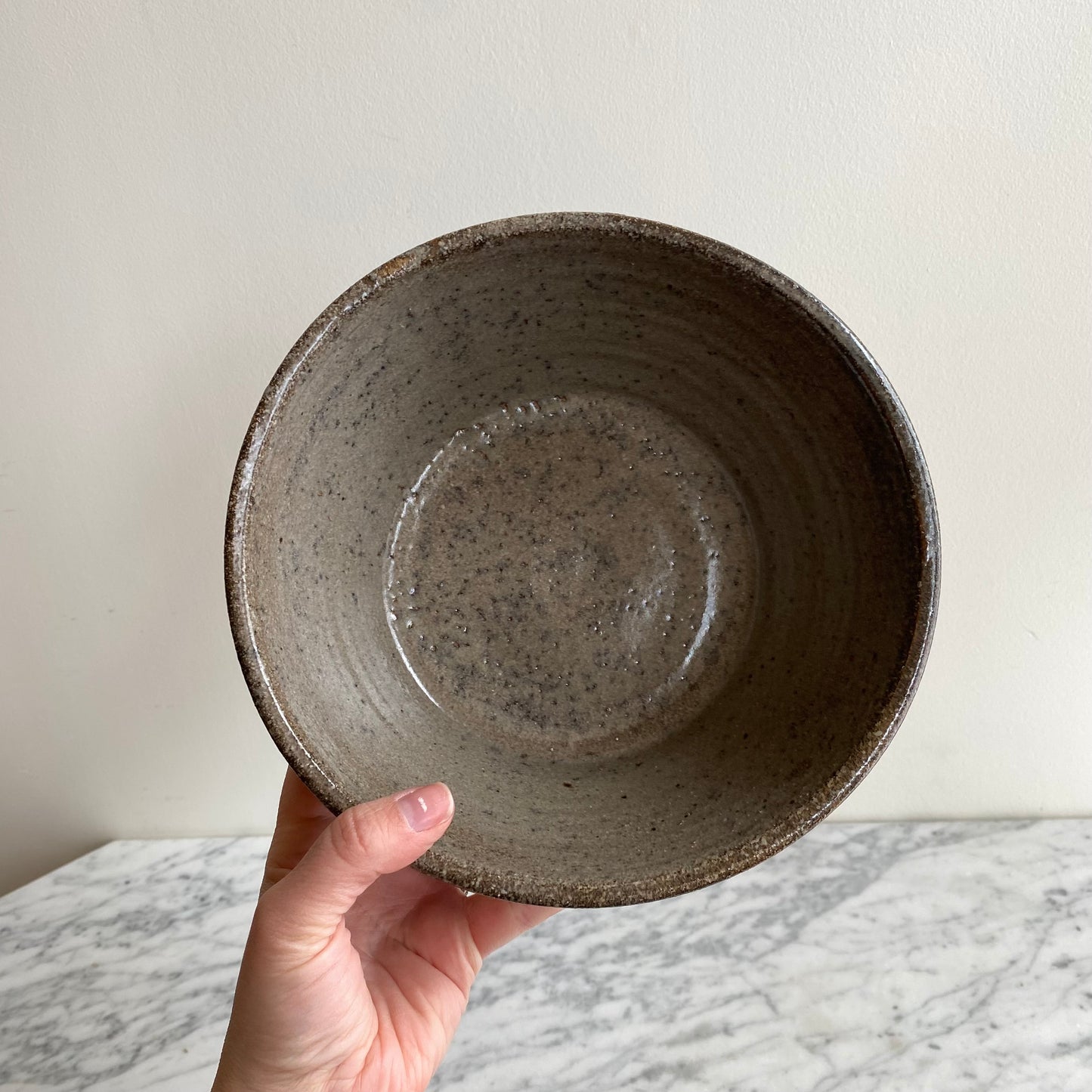 Found Ridged Pottery Bowl, 8.75"