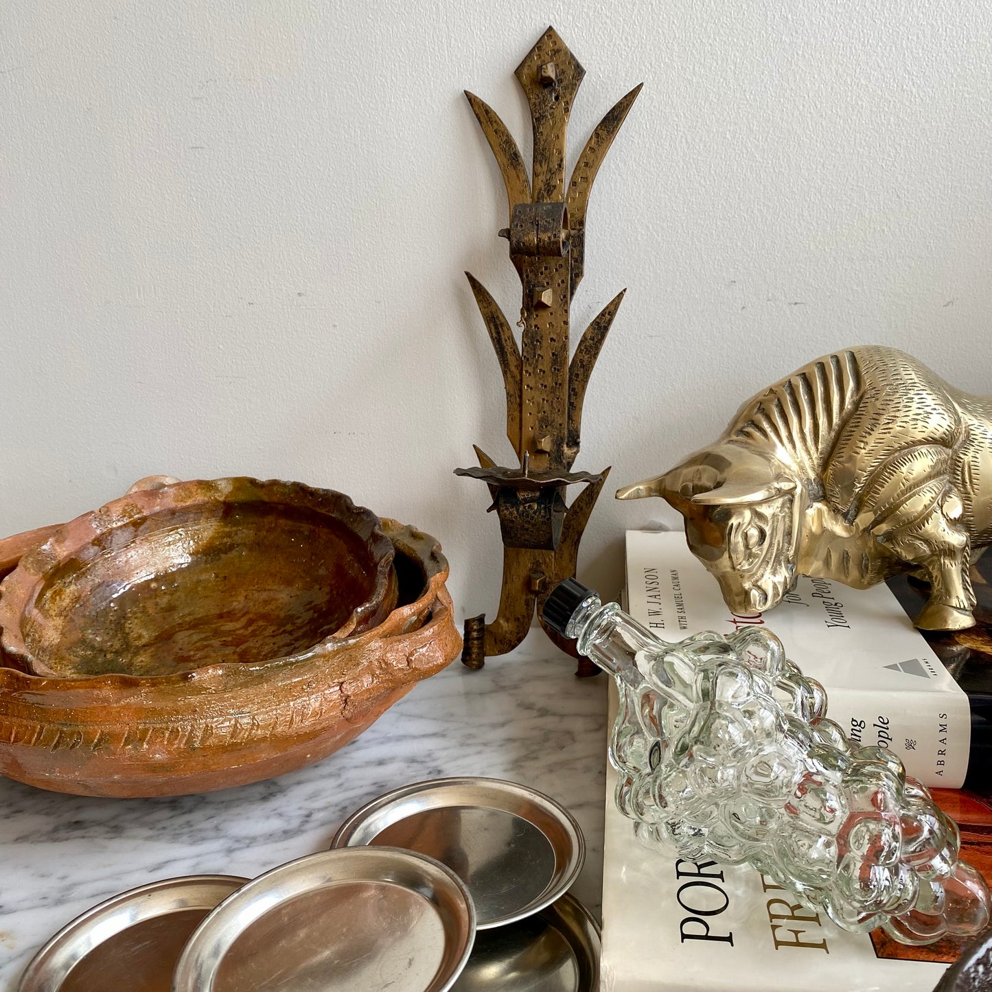 Large Vintage Brass Bull, 12"
