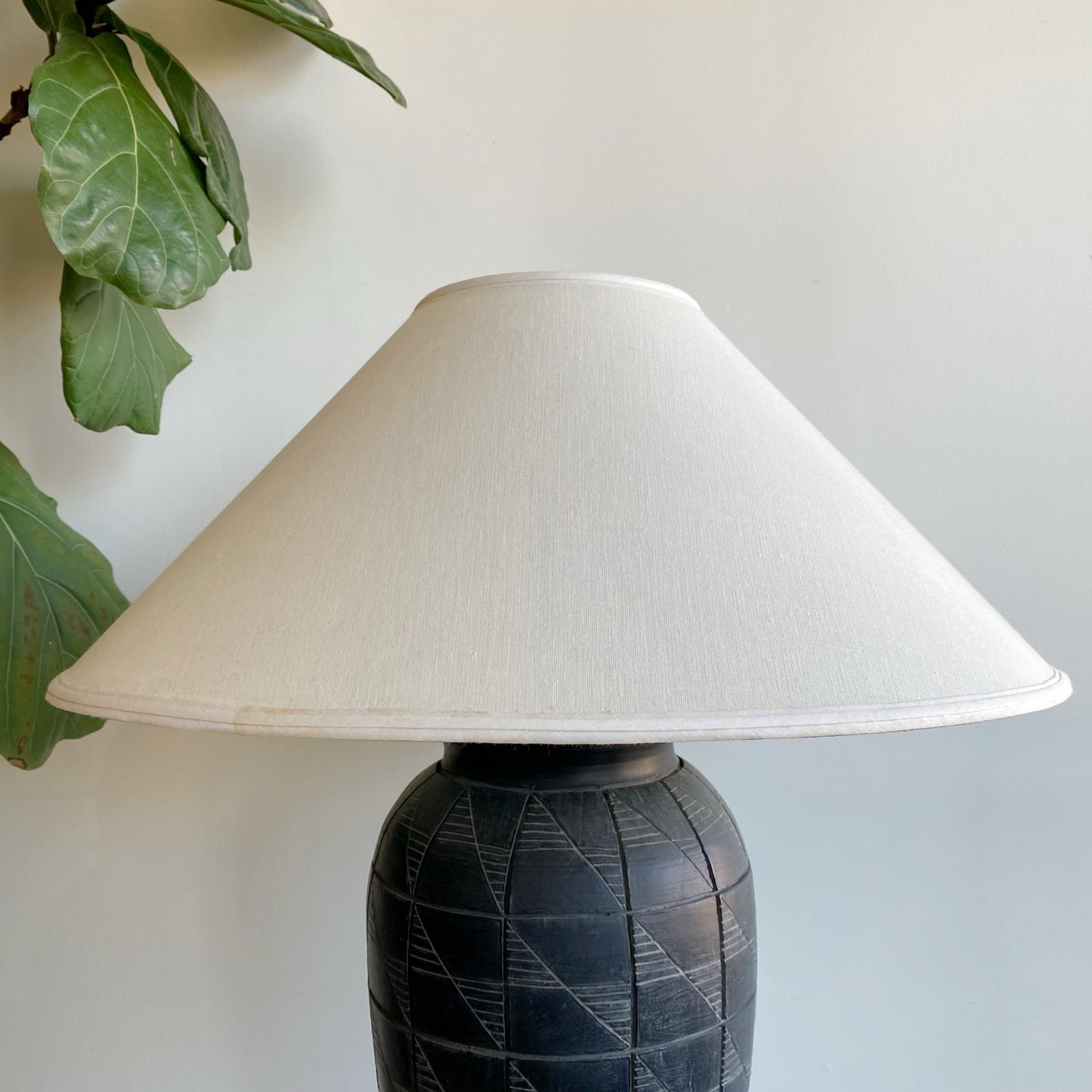 XL Vintage Black Ceramic Lamp With Shade